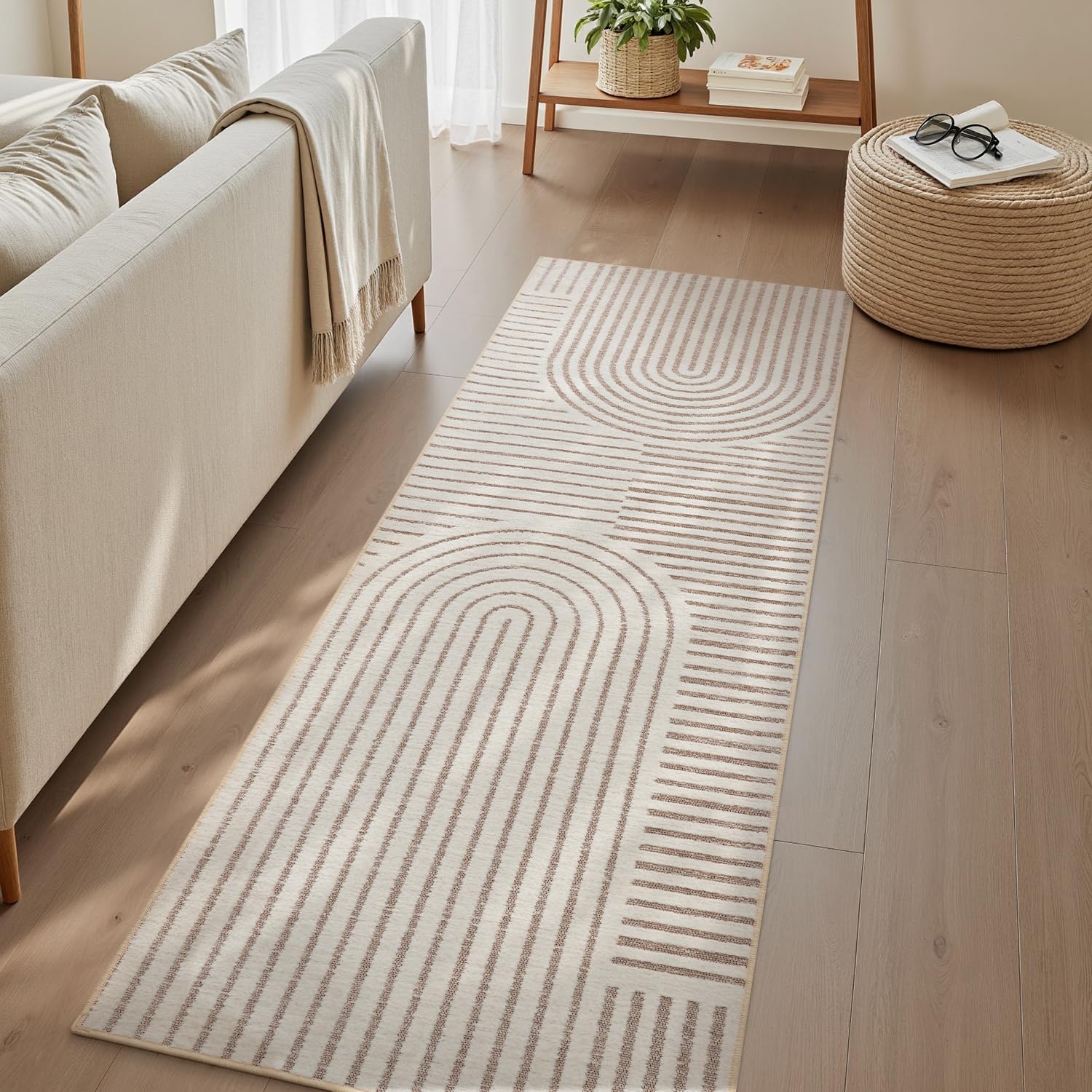 Area Rug 8x10 Rugs for Living Room Non Slip Soft Carpet Boho Machine Washable Rug Geometric Jacquard Textured Carpet for Bedroom Dining Room Nursery Office Living Room Rug -Beige - pokemaArea Rug 8x10 Rugs for Living Room Non Slip Soft Carpet Boho Machine Washable Rug Geometric Jacquard Textured Carpet for Bedroom Dining Room Nursery Office Living Room Rug -Beige
