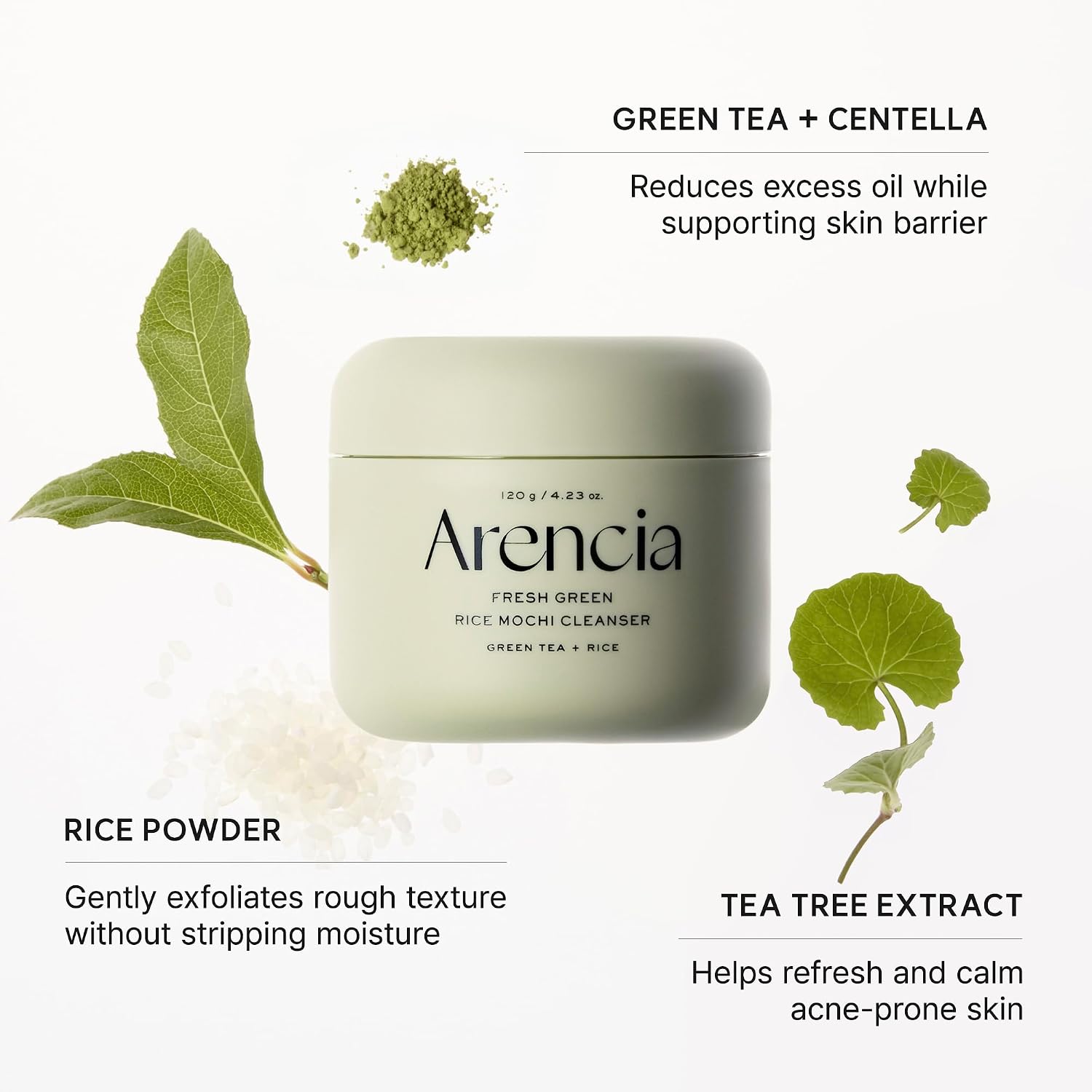 Arencia Green Rice Mochi Face Cleanser 120g - pokemaArencia Green Rice Mochi Face Cleanser 120g