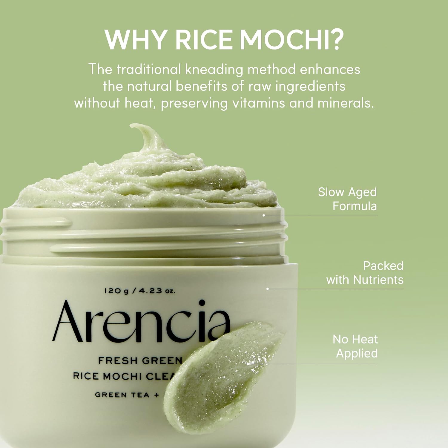 Arencia Green Rice Mochi Face Cleanser 120g - pokemaArencia Green Rice Mochi Face Cleanser 120g