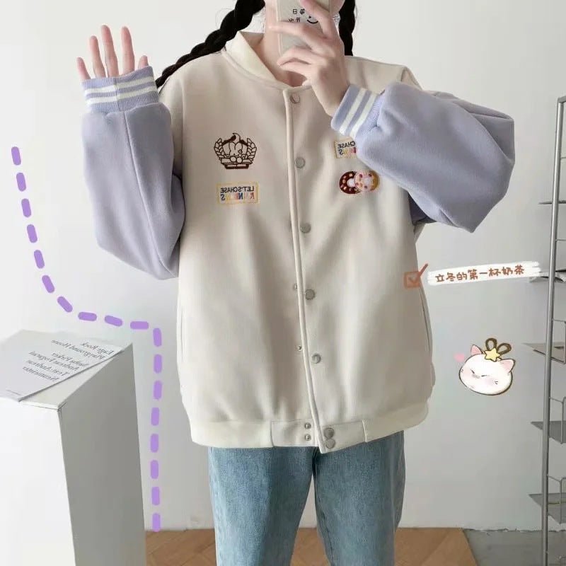Autumn And Winter Cute And Sweet Student Casual Bear Embroidery Thick Coat Women - pokemac43a41285702bbd6855962135944f9b6