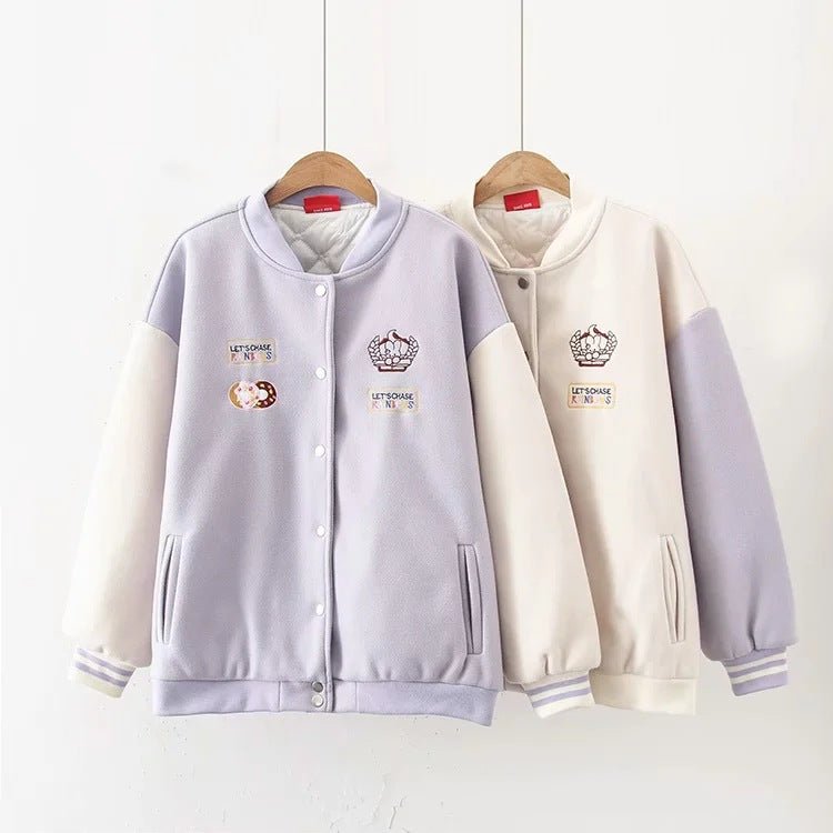 Autumn And Winter Cute And Sweet Student Casual Bear Embroidery Thick Coat Women - pokemac7db96bb9e79f9d3a17c13d1f2ea4867