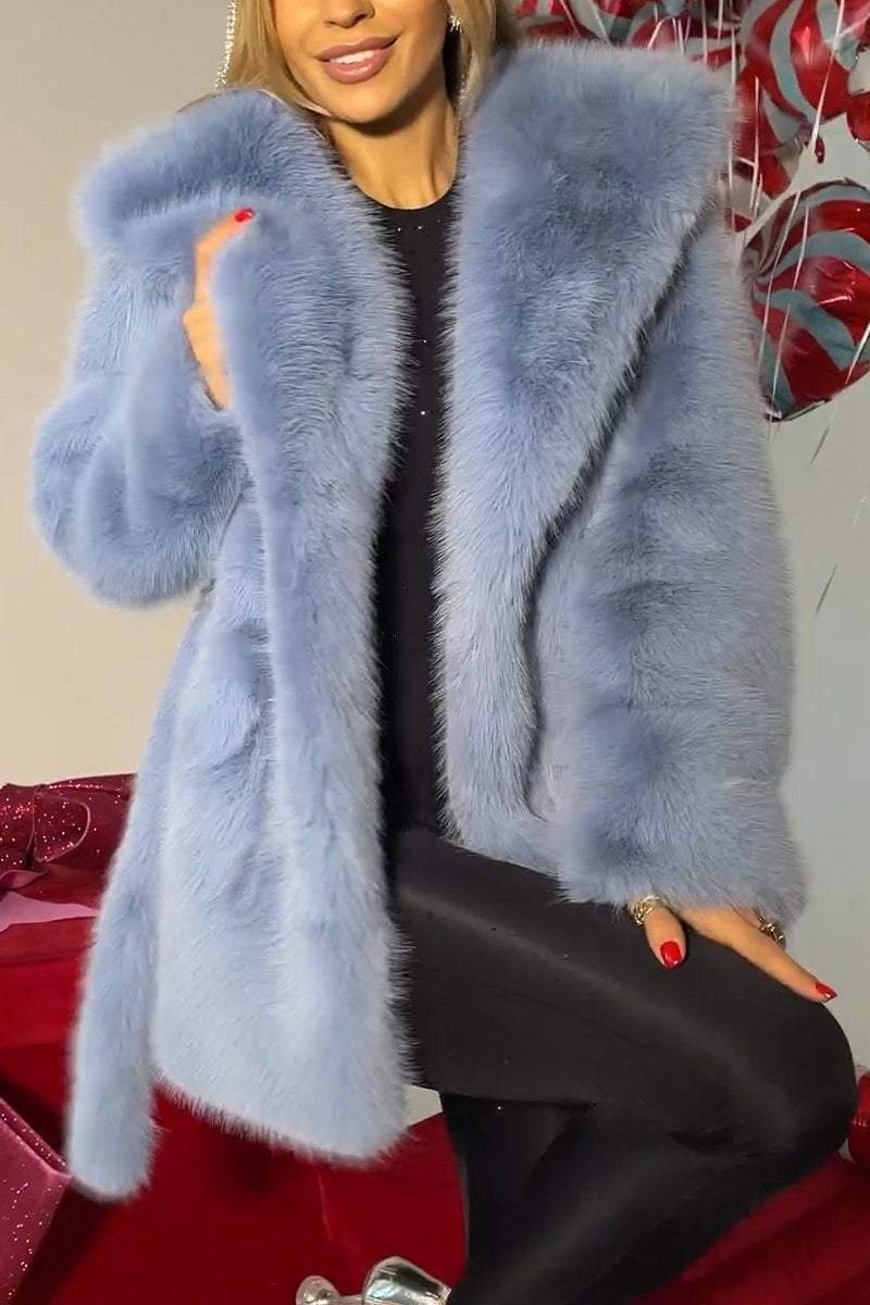 Autumn And Winter Elegant Hooded Strap Faux Fur Coat Women - pokemac2390be955a00b322cd0123c90f5e07c