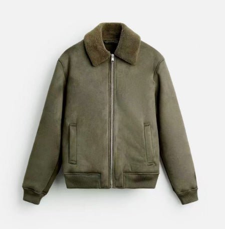 Autumn And Winter Men's American Retro Patchwork Suede Texture Effect Jacket Coat - pokemae064d1e7e730b160ed6f03e8872ee1b2
