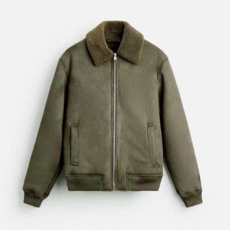 Autumn And Winter Men's American Retro Patchwork Suede Texture Effect Jacket Coat - pokema6a61be32ed8a6981b40a54dd13d78b