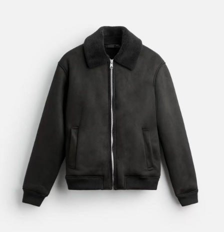 Autumn And Winter Men's American Retro Patchwork Suede Texture Effect Jacket Coat - pokema9ba5fad035027c62e0dc91a2d5cb7a8e