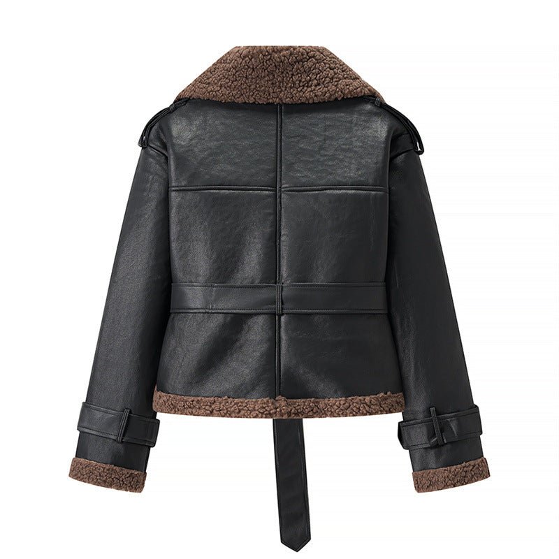 Autumn And Winter Short Flared Fur-Lined Coat With Collar - pokemac5ef77d2f79249a416d5c29cd079bc26
