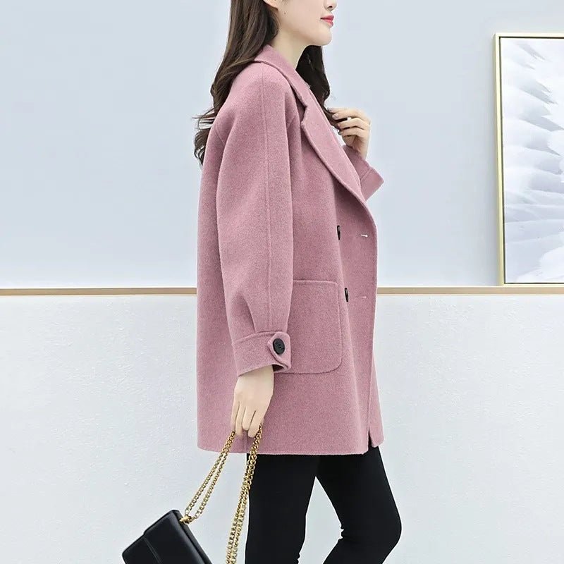 Autumn Winter Plus Size Loose Slimming Mid Length Wool Coat - pokema2ca7628ce143d3091ce16416eb03f394