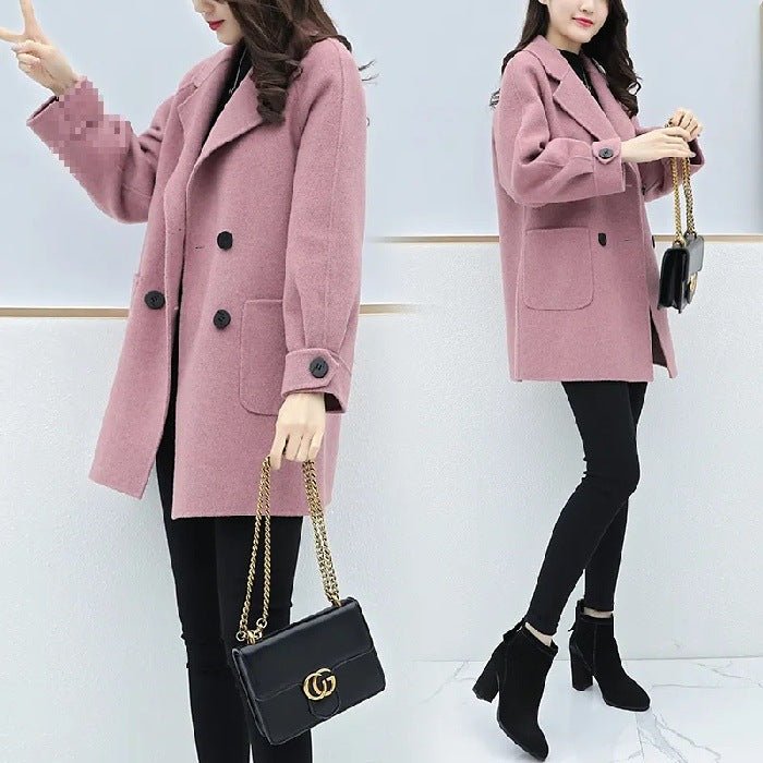 Autumn Winter Plus Size Loose Slimming Mid Length Wool Coat - pokema2c5cbc41c5da6bd9d3c9cb0d5e7cb28