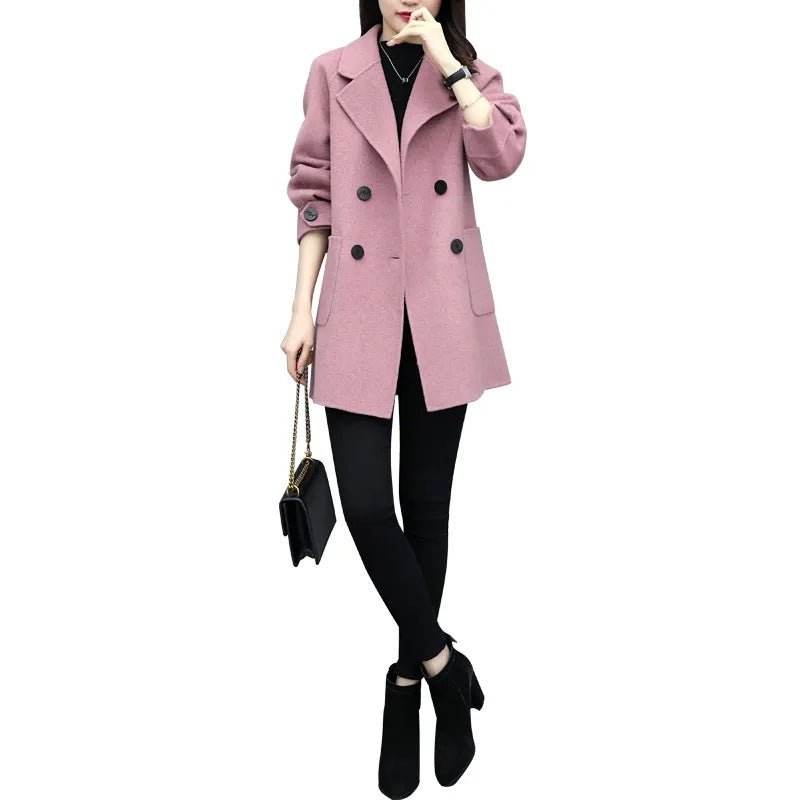 Autumn Winter Plus Size Loose Slimming Mid Length Wool Coat - pokema227e6bc78f67163c12eee7256ff1752b