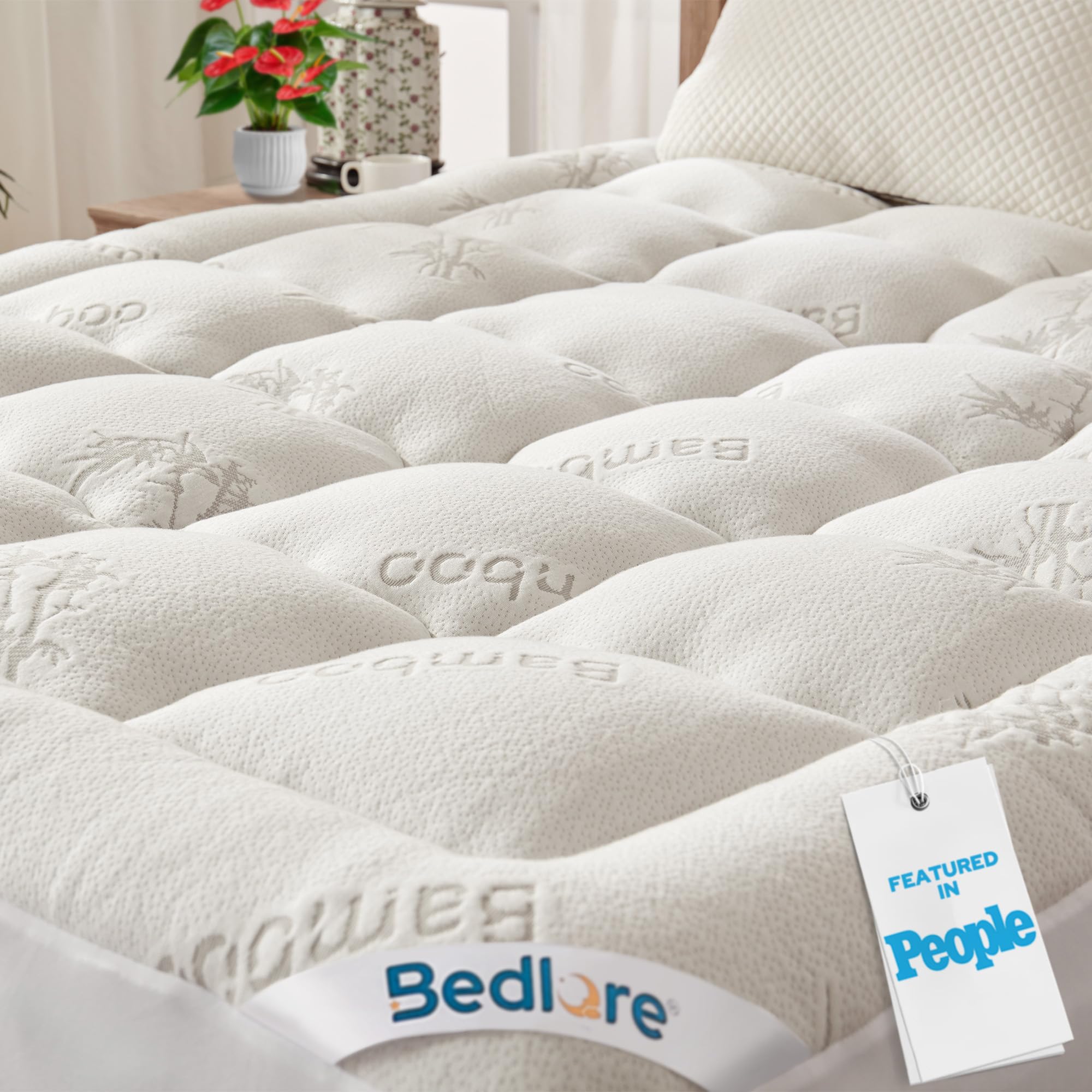 BEDLORE Queen Mattress Topper Viscose Derived from Bamboo,Thick Pillow Top Mattress Pad,Deep Pocket Fits Mattress 6"-18",Soft Breathable Mattress Cover for Back Pain Relief - pokemaBEDLORE Queen Mattress Topper Viscose Derived from Bamboo,Thick Pillow Top Mattress Pad,Deep Pocket Fits Mattress 6"-18",Soft Breathable Mattress Cover for Back Pain Relief