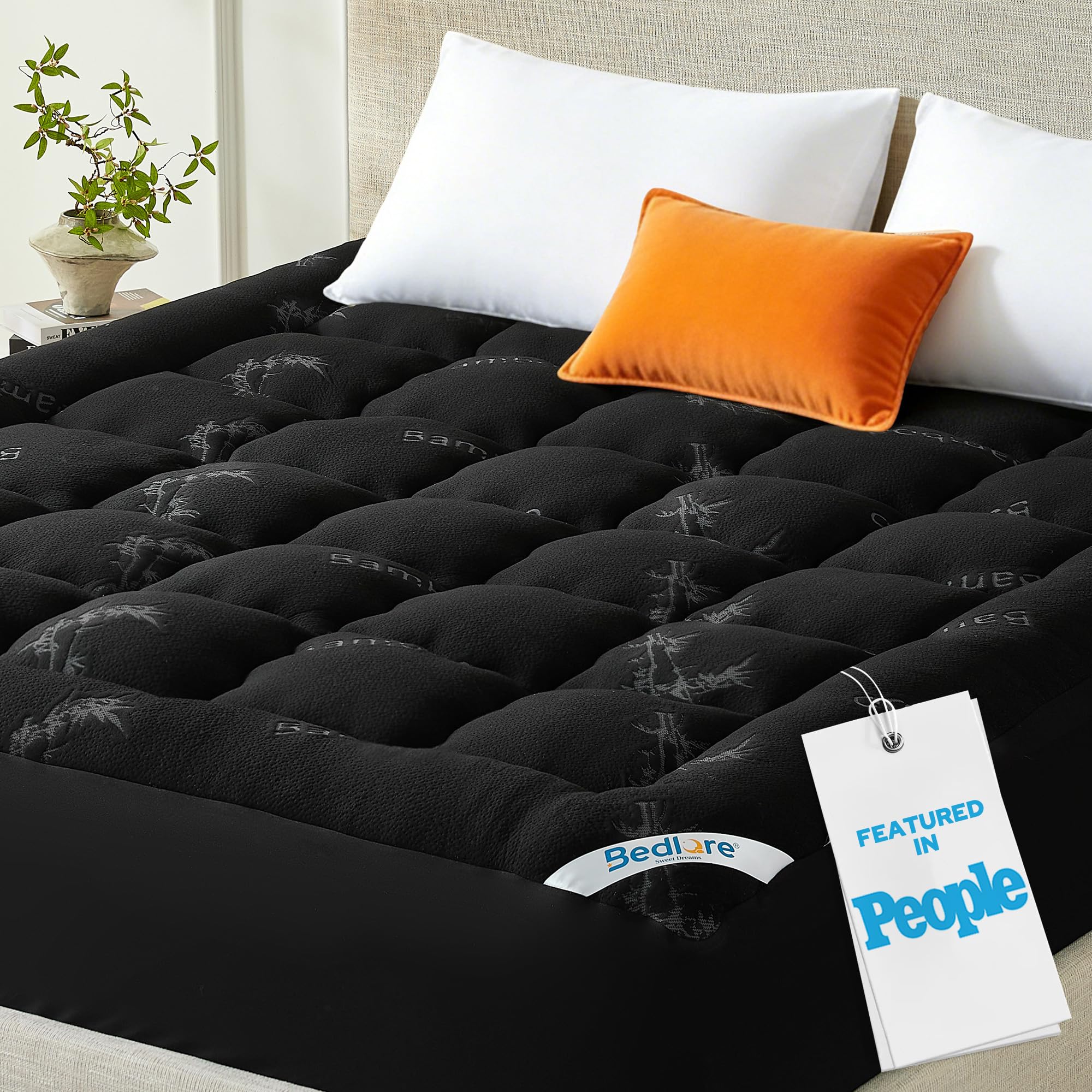 BEDLORE Queen Mattress Topper Viscose Derived from Bamboo,Thick Pillow Top Mattress Pad,Deep Pocket Fits Mattress 6"-18",Soft Breathable Mattress Cover for Back Pain Relief - pokemaBEDLORE Queen Mattress Topper Viscose Derived from Bamboo,Thick Pillow Top Mattress Pad,Deep Pocket Fits Mattress 6"-18",Soft Breathable Mattress Cover for Back Pain Relief