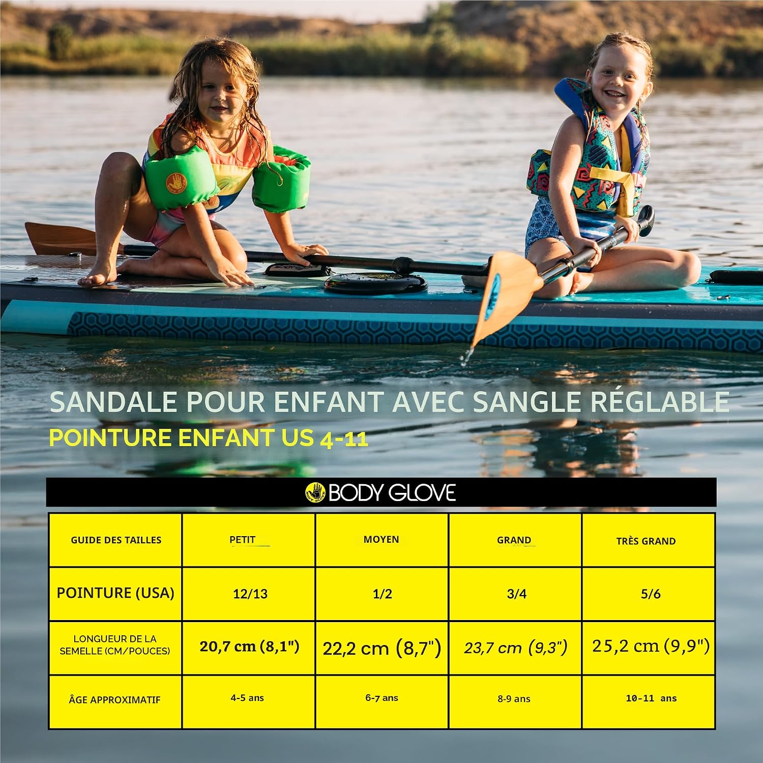 BODY GLOVE Claquettes pour enfants avec sangle réglable pour garçons et filles, sandales rembourrées à enfiler pour intérieur et extérieur - pokemaBODY GLOVE Claquettes pour enfants avec sangle réglable pour garçons et filles, sandales rembourrées à enfiler pour intérieur et extérieur