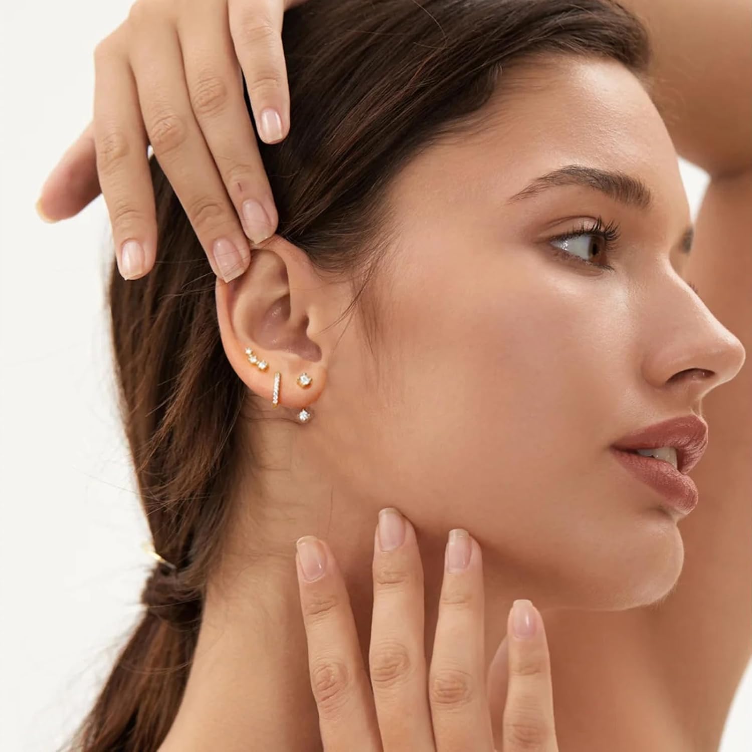 Boucles d'oreilles à tige en or 14 carats hypoallergéniques pour plusieurs piercings, petites boucles d'oreilles créoles délicates et empilables - pokemaBoucles d'oreilles à tige en or 14 carats hypoallergéniques pour plusieurs piercings, petites boucles d'oreilles créoles délicates et empilables