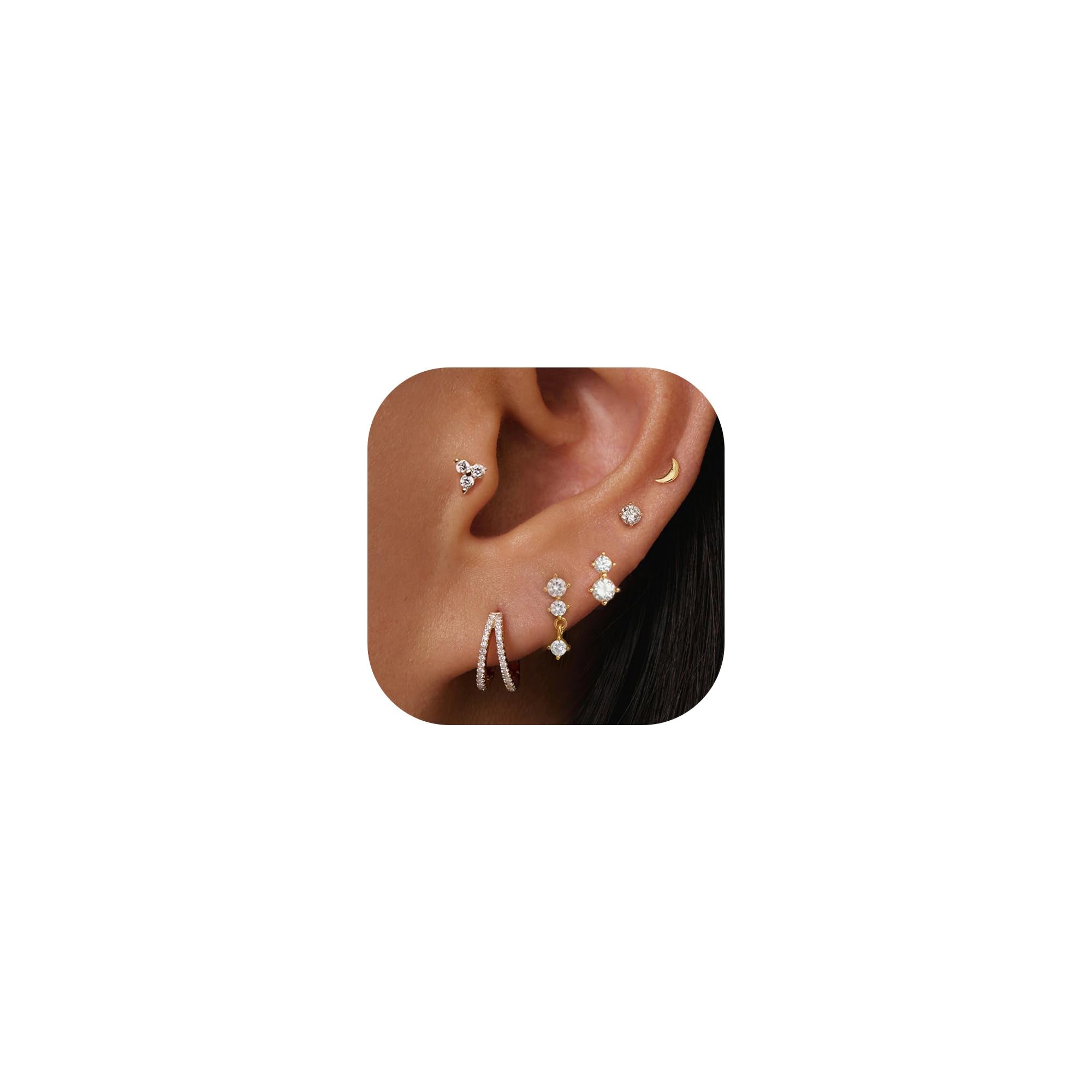 Boucles d'oreilles à tige en or 14 carats hypoallergéniques pour plusieurs piercings, petites boucles d'oreilles créoles délicates et empilables - pokemaBoucles d'oreilles à tige en or 14 carats hypoallergéniques pour plusieurs piercings, petites boucles d'oreilles créoles délicates et empilables