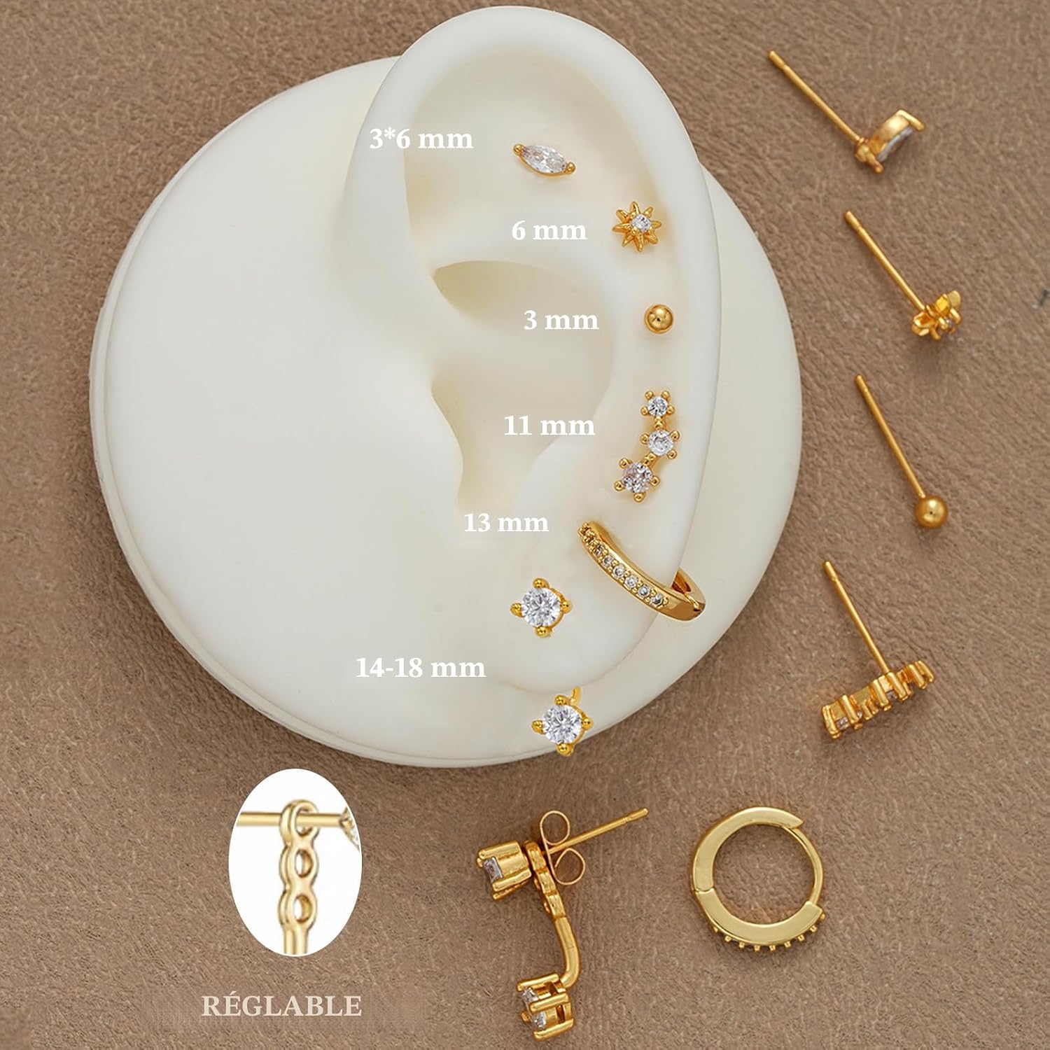 Boucles d'oreilles à tige en or 14 carats hypoallergéniques pour plusieurs piercings, petites boucles d'oreilles créoles délicates et empilables - pokemaBoucles d'oreilles à tige en or 14 carats hypoallergéniques pour plusieurs piercings, petites boucles d'oreilles créoles délicates et empilables