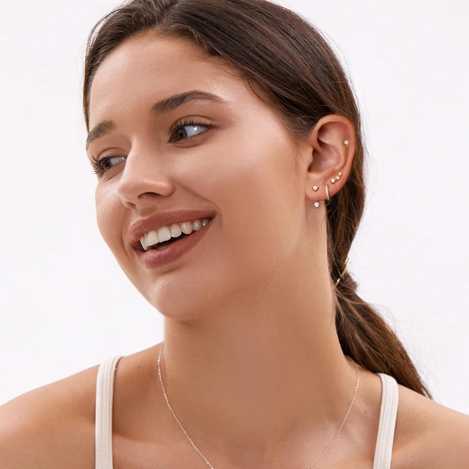 Boucles d'oreilles à tige en or 14 carats hypoallergéniques pour plusieurs piercings, petites boucles d'oreilles créoles délicates et empilables - pokemaBoucles d'oreilles à tige en or 14 carats hypoallergéniques pour plusieurs piercings, petites boucles d'oreilles créoles délicates et empilables