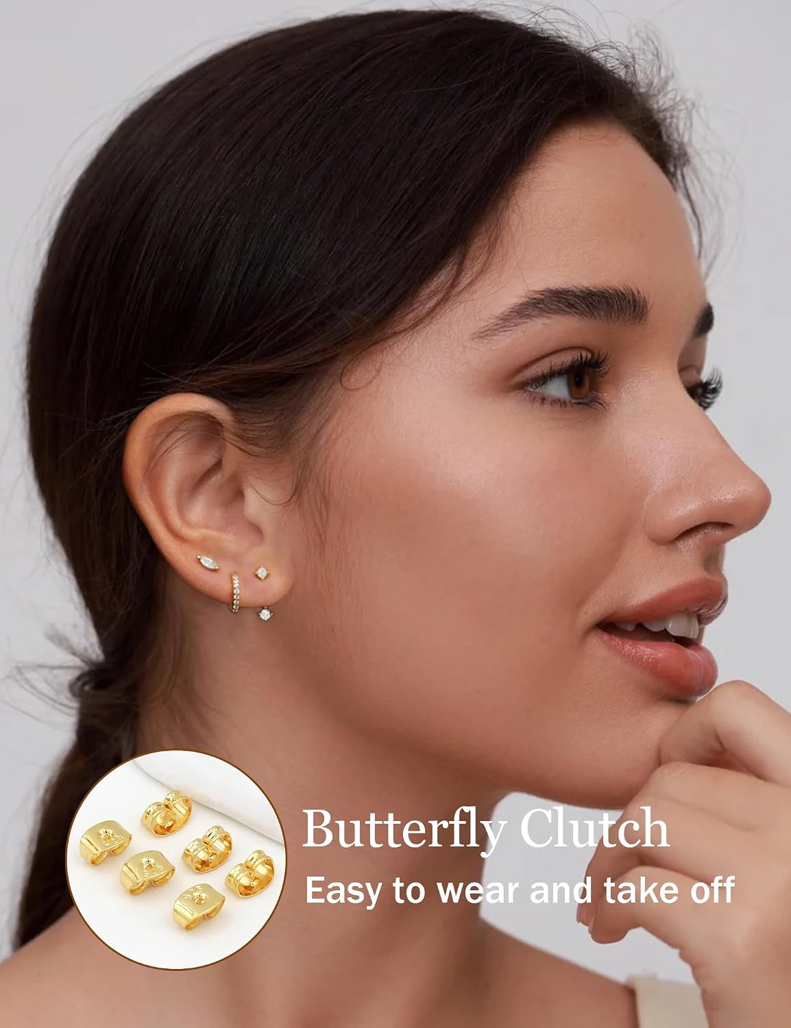 Boucles d'oreilles à tige en or 14 carats hypoallergéniques pour plusieurs piercings, petites boucles d'oreilles créoles délicates et empilables - pokemaBoucles d'oreilles à tige en or 14 carats hypoallergéniques pour plusieurs piercings, petites boucles d'oreilles créoles délicates et empilables