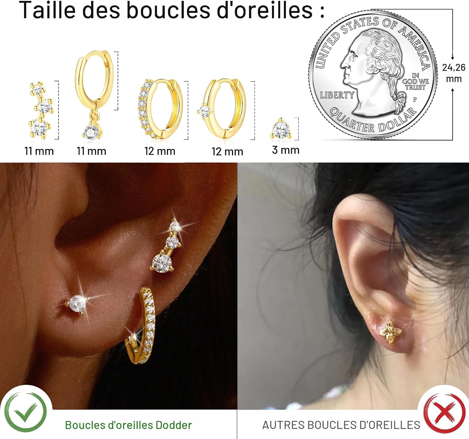 Boucles d’oreilles créoles pendantes et délicates en plaqué or 14 carats, bijoux pour divers types de piercings à superposer pour femmes - pokemaBoucles d’oreilles créoles pendantes et délicates en plaqué or 14 carats, bijoux pour divers types de piercings à superposer pour femmes