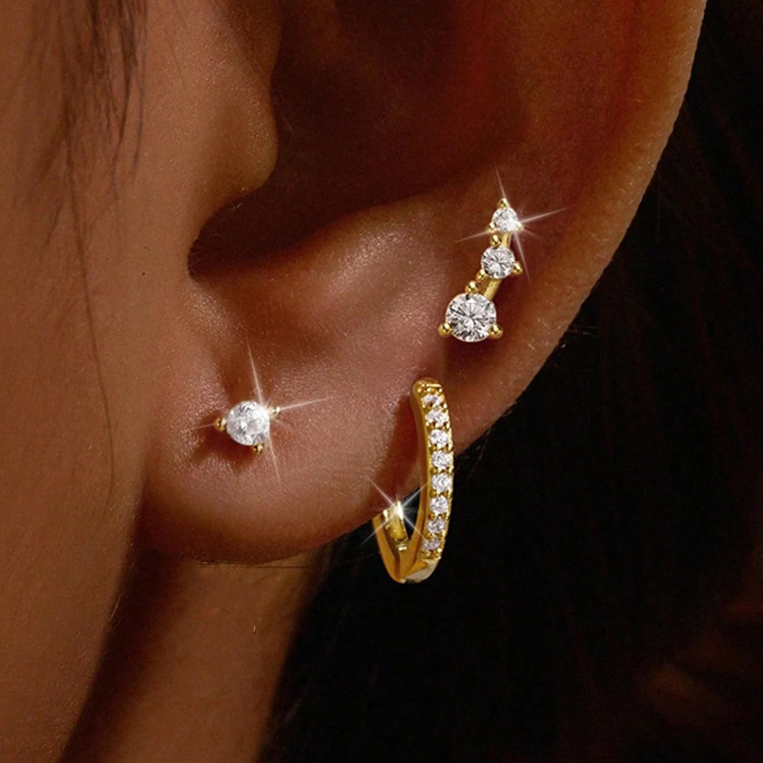 Boucles d’oreilles créoles pendantes et délicates en plaqué or 14 carats, bijoux pour divers types de piercings à superposer pour femmes - pokemaBoucles d’oreilles créoles pendantes et délicates en plaqué or 14 carats, bijoux pour divers types de piercings à superposer pour femmes