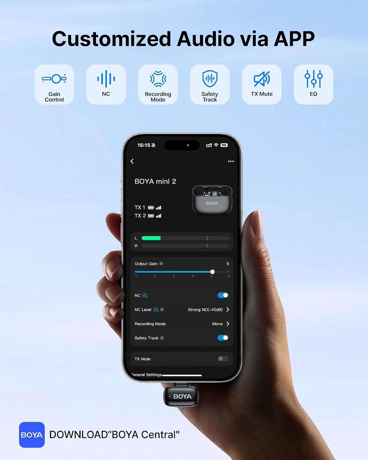 BOYA mini 2 Wireless Lavalier Microphones for iPhone 15/16/17 & Android, AI Noise Cancellation, App Control, 30H Battery Life with Charging Case, Lapel Microphone Wireless for Video Recording Vlogging - pokemaBOYA mini 2 Wireless Lavalier Microphones for iPhone 15/16/17 & Android, AI Noise Cancellation, App Control, 30H Battery Life with Charging Case, Lapel Microphone Wireless for Video Recording Vlogging