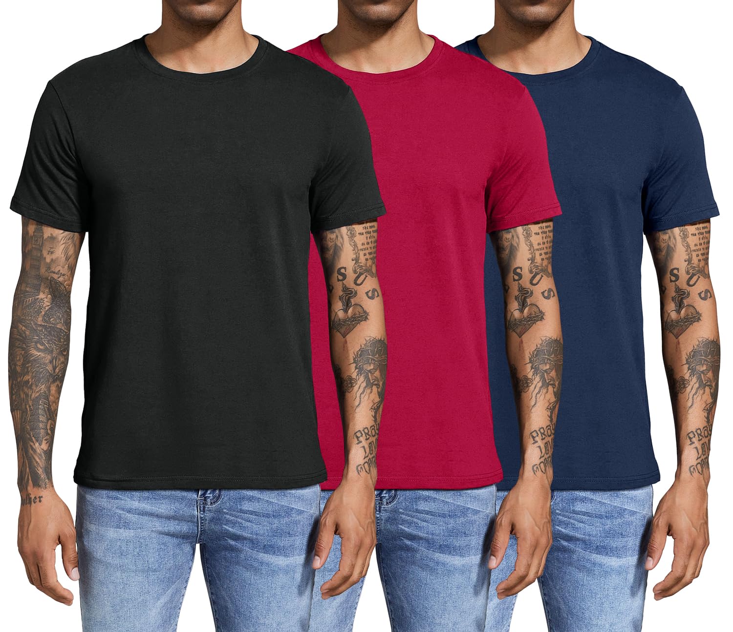 Boyzn Men's 3, 4 or 5 Pack Cotton T-Shirts, Short Sleeve Crewneck Sport Tees, Cotton Gym Workout Running Shirts for Men - pokemaBoyzn Men's 3, 4 or 5 Pack Cotton T-Shirts, Short Sleeve Crewneck Sport Tees, Cotton Gym Workout Running Shirts for Men