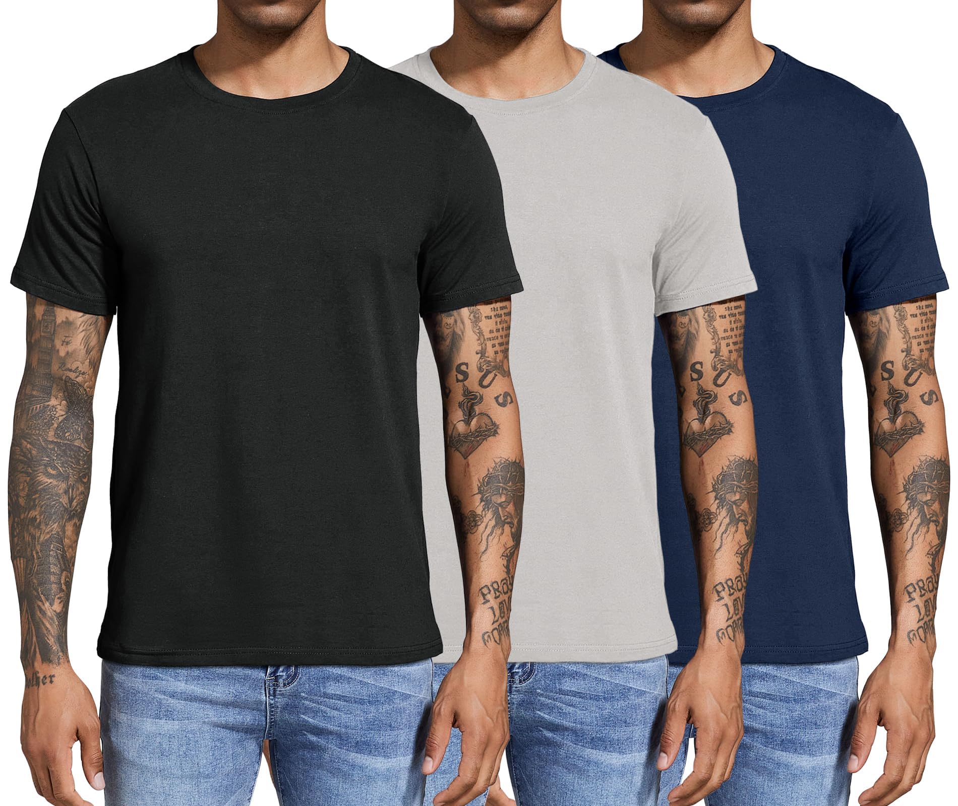 Boyzn Men's 3, 4 or 5 Pack Cotton T-Shirts, Short Sleeve Crewneck Sport Tees, Cotton Gym Workout Running Shirts for Men - pokemaBoyzn Men's 3, 4 or 5 Pack Cotton T-Shirts, Short Sleeve Crewneck Sport Tees, Cotton Gym Workout Running Shirts for Men