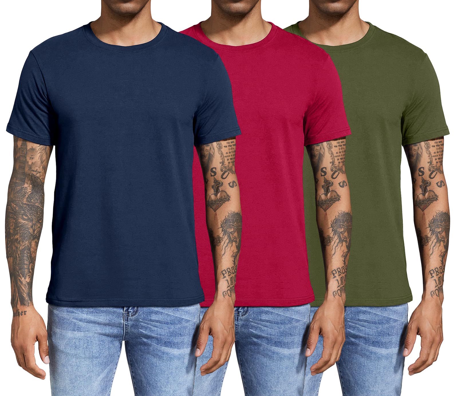Boyzn Men's 3, 4 or 5 Pack Cotton T-Shirts, Short Sleeve Crewneck Sport Tees, Cotton Gym Workout Running Shirts for Men - pokemaBoyzn Men's 3, 4 or 5 Pack Cotton T-Shirts, Short Sleeve Crewneck Sport Tees, Cotton Gym Workout Running Shirts for Men