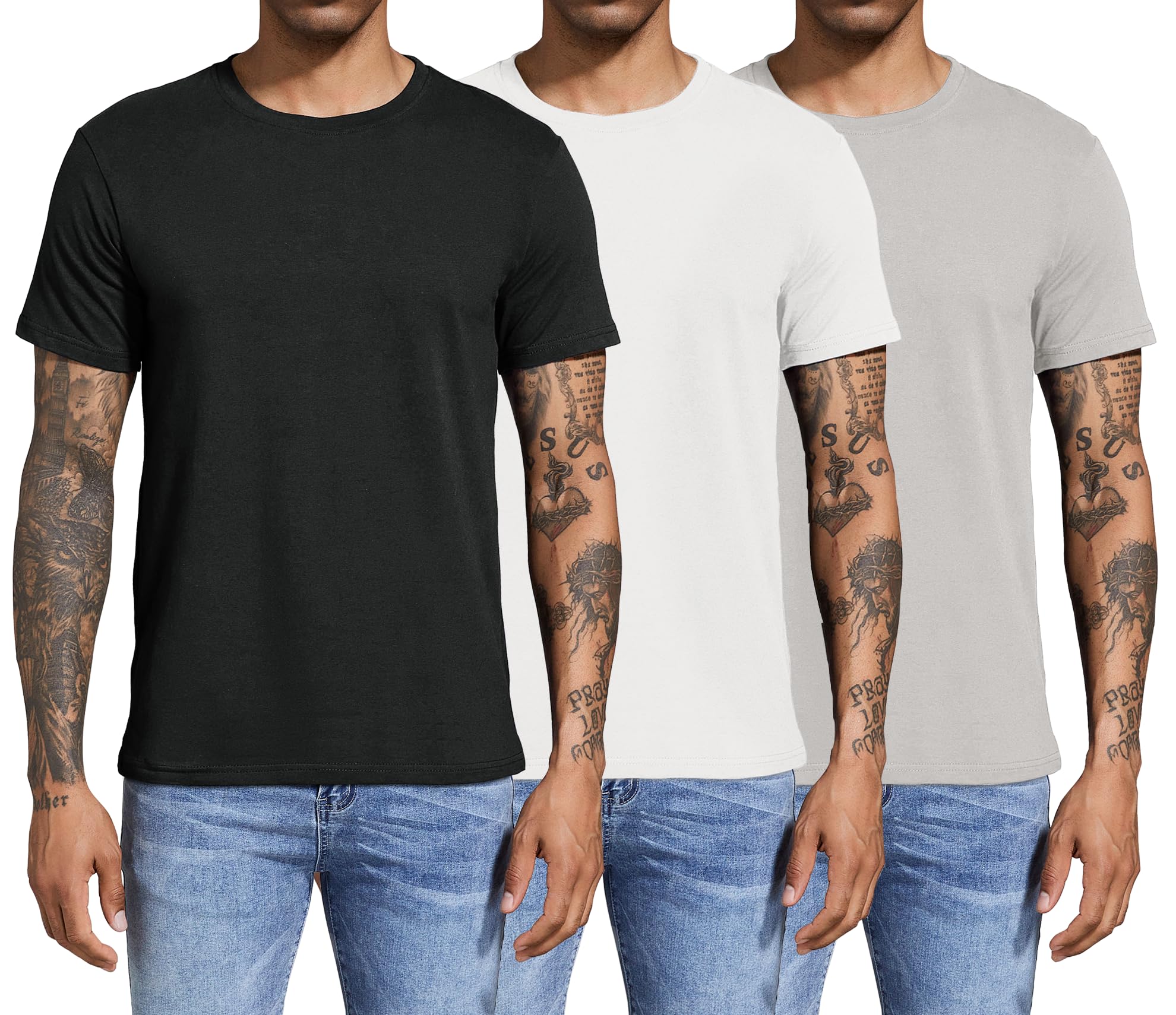 Boyzn Men's 3, 4 or 5 Pack Cotton T-Shirts, Short Sleeve Crewneck Sport Tees, Cotton Gym Workout Running Shirts for Men - pokemaBoyzn Men's 3, 4 or 5 Pack Cotton T-Shirts, Short Sleeve Crewneck Sport Tees, Cotton Gym Workout Running Shirts for Men