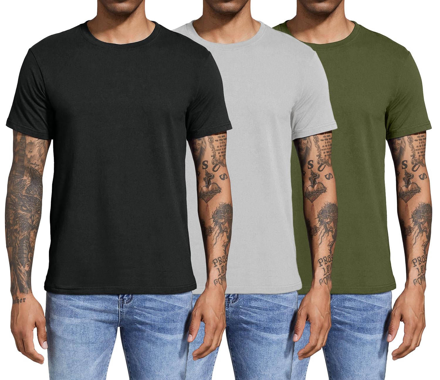 Boyzn Men's 3, 4 or 5 Pack Cotton T-Shirts, Short Sleeve Crewneck Sport Tees, Cotton Gym Workout Running Shirts for Men - pokemaBoyzn Men's 3, 4 or 5 Pack Cotton T-Shirts, Short Sleeve Crewneck Sport Tees, Cotton Gym Workout Running Shirts for Men