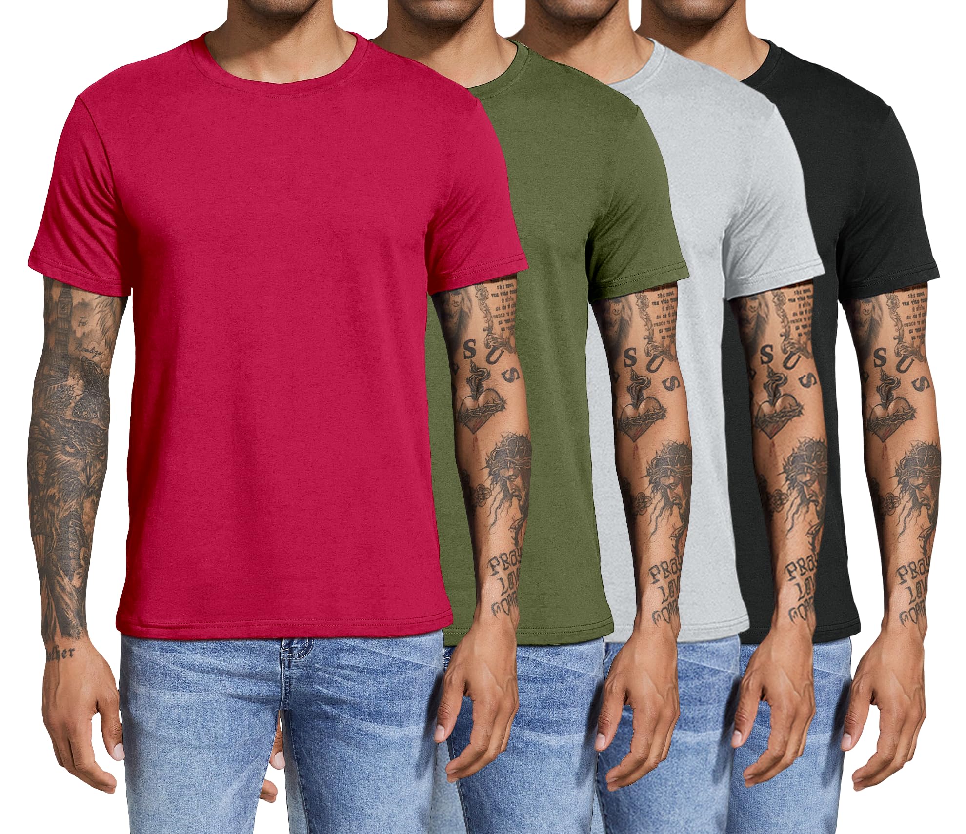 Boyzn Men's 3, 4 or 5 Pack Cotton T-Shirts, Short Sleeve Crewneck Sport Tees, Cotton Gym Workout Running Shirts for Men - pokemaBoyzn Men's 3, 4 or 5 Pack Cotton T-Shirts, Short Sleeve Crewneck Sport Tees, Cotton Gym Workout Running Shirts for Men