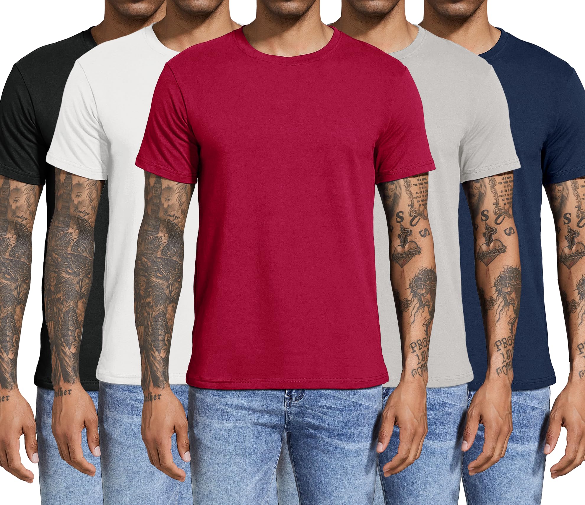 Boyzn Men's 3, 4 or 5 Pack Cotton T-Shirts, Short Sleeve Crewneck Sport Tees, Cotton Gym Workout Running Shirts for Men - pokemaBoyzn Men's 3, 4 or 5 Pack Cotton T-Shirts, Short Sleeve Crewneck Sport Tees, Cotton Gym Workout Running Shirts for Men