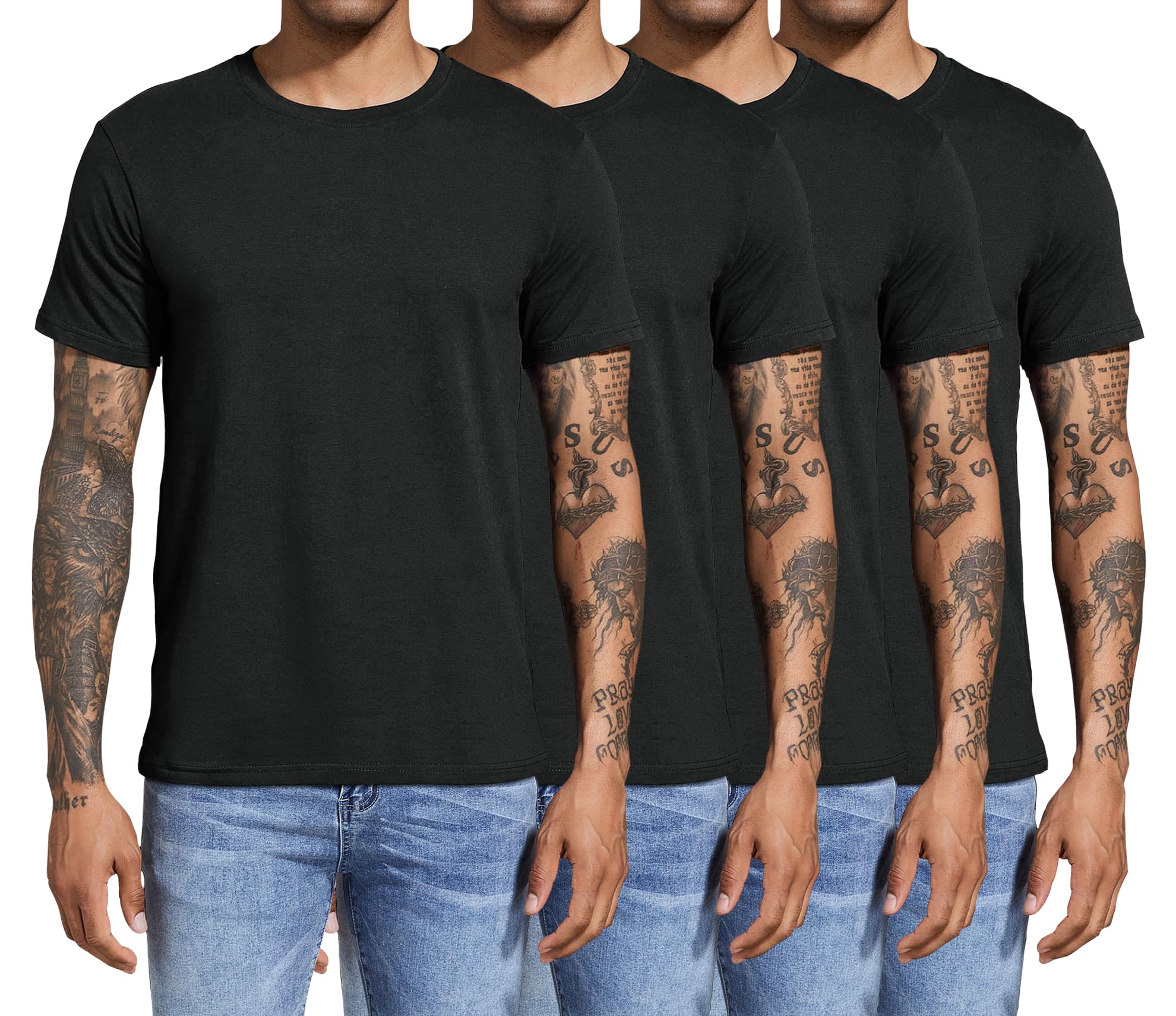 Boyzn Men's 3, 4 or 5 Pack Cotton T-Shirts, Short Sleeve Crewneck Sport Tees, Cotton Gym Workout Running Shirts for Men - pokemaBoyzn Men's 3, 4 or 5 Pack Cotton T-Shirts, Short Sleeve Crewneck Sport Tees, Cotton Gym Workout Running Shirts for Men