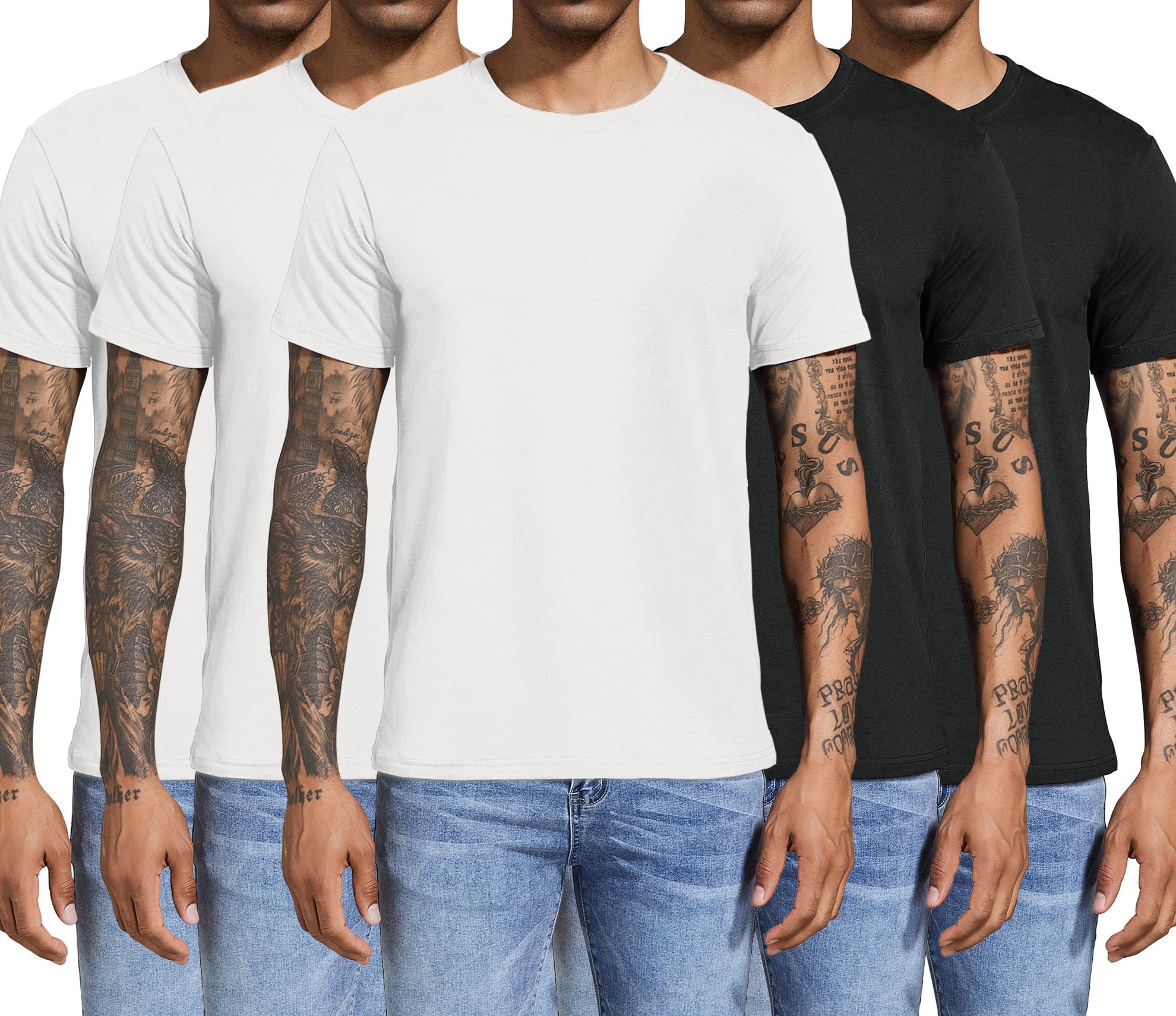 Boyzn Men's 3, 4 or 5 Pack Cotton T-Shirts, Short Sleeve Crewneck Sport Tees, Cotton Gym Workout Running Shirts for Men - pokemaBoyzn Men's 3, 4 or 5 Pack Cotton T-Shirts, Short Sleeve Crewneck Sport Tees, Cotton Gym Workout Running Shirts for Men