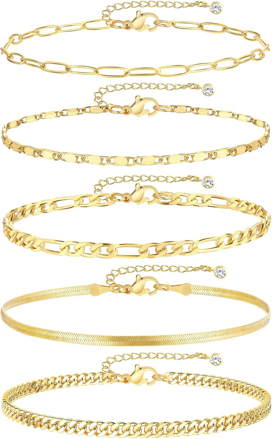 Bracelets de cheville en or pour femmes, 14 ct plaqué or étanche Chaînes de cheville à maillons cubains, ensembles de bracelets de cheville superposés pour femmes Cadeau de plage Taille réglable 5 - pokemaBracelets de cheville en or pour femmes, 14 ct plaqué or étanche Chaînes de cheville à maillons cubains, ensembles de bracelets de cheville superposés pour femmes Cadeau de plage Taille réglable 5