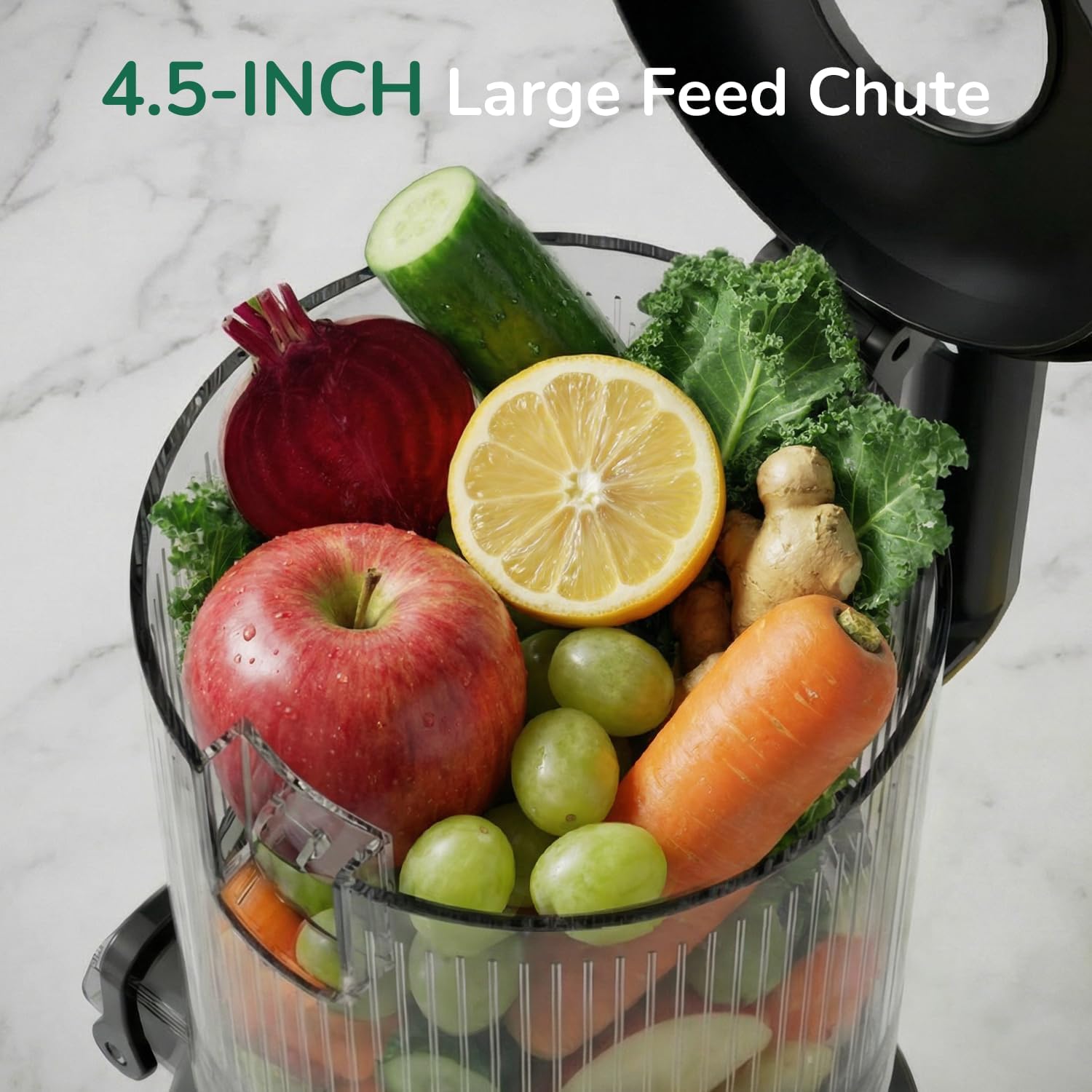 Canoly C03 Cold Press Juicer, 4.5" Wide Feed Chute Juicer Machine with 200W AC Motor, Fit Whole Vegetables & Fruits, 2-in-1 Strainer (Juice & Nut Milk Maker), Space-saving, Easy to Clean, Deep Gray - pokemaCanoly C03 Cold Press Juicer, 4.5" Wide Feed Chute Juicer Machine with 200W AC Motor, Fit Whole Vegetables & Fruits, 2-in-1 Strainer (Juice & Nut Milk Maker), Space-saving, Easy to Clean, Deep Gray