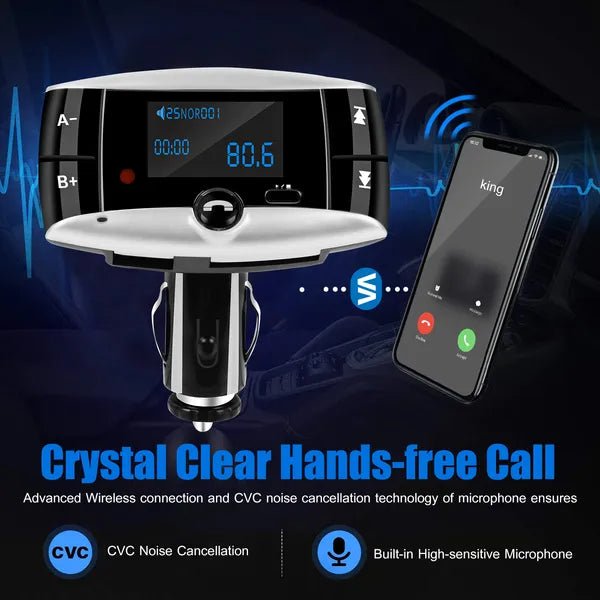 Car Wireless FM Transmitter USB Charger Hands-free Call MP3 Player SD Card Reading Aux-in LED Display - pokemad4286d50578986b1de58f4cab67463d3