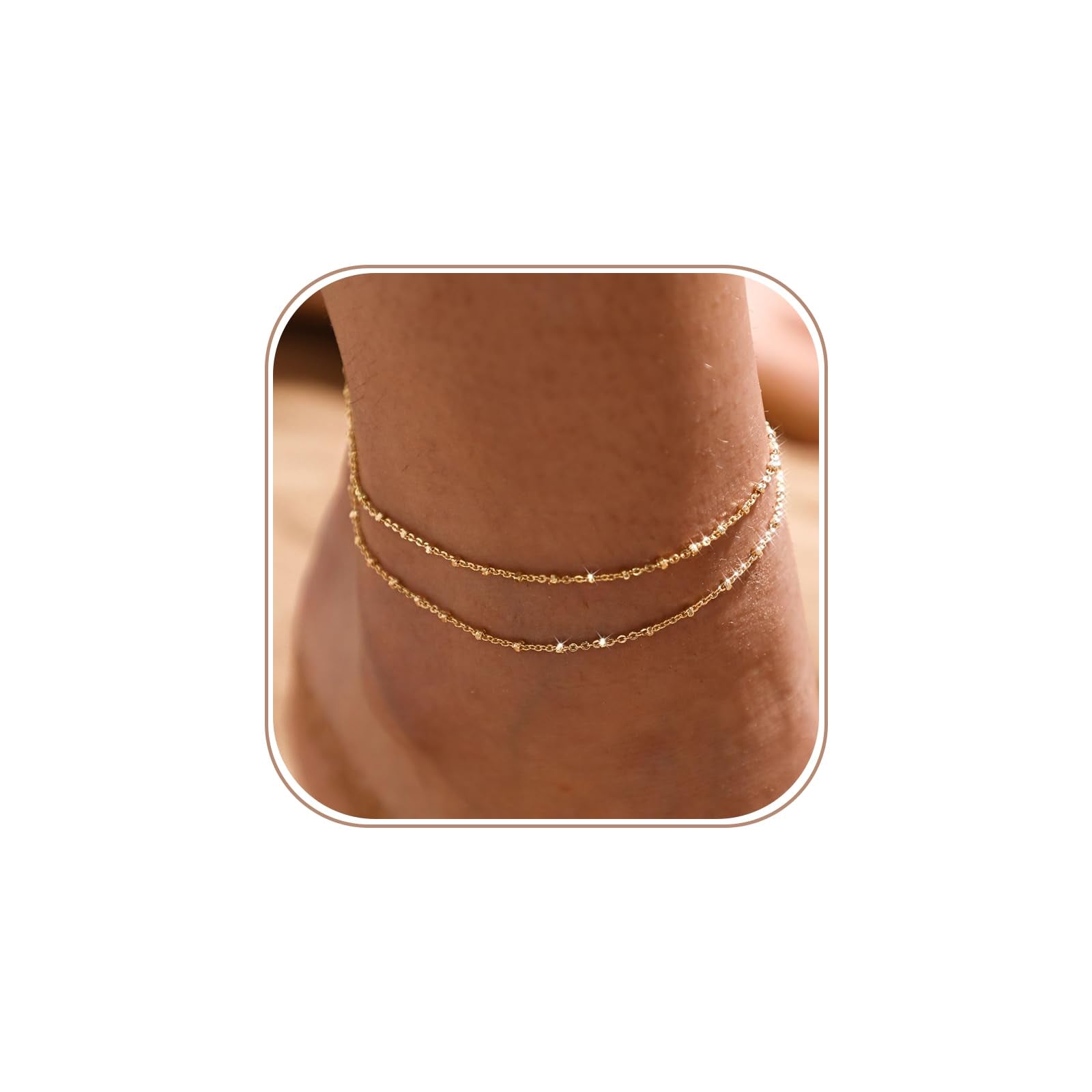 CAROVO Bracelets de cheville en or pour femmes 14 carats Or/argent plaqué réel Superposables Ensemble de bracelets de cheville en maille cubaine brillante à maillons figaro en forme de serpent Fermoir - pokemaCAROVO Bracelets de cheville en or pour femmes 14 carats Or/argent plaqué réel Superposables Ensemble de bracelets de cheville en maille cubaine brillante à maillons figaro en forme de serpent Fermoir