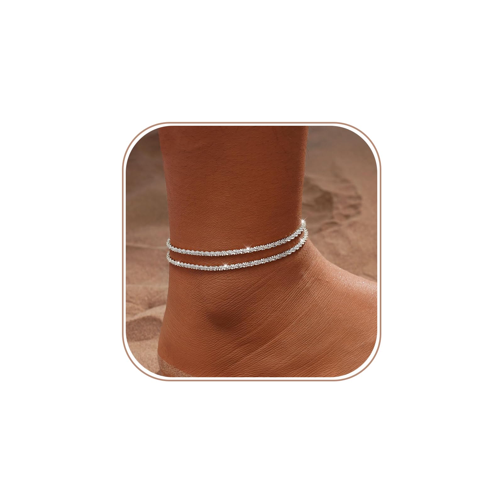 CAROVO Bracelets de cheville en or pour femmes 14 carats Or/argent plaqué réel Superposables Ensemble de bracelets de cheville en maille cubaine brillante à maillons figaro en forme de serpent Fermoir - pokemaCAROVO Bracelets de cheville en or pour femmes 14 carats Or/argent plaqué réel Superposables Ensemble de bracelets de cheville en maille cubaine brillante à maillons figaro en forme de serpent Fermoir