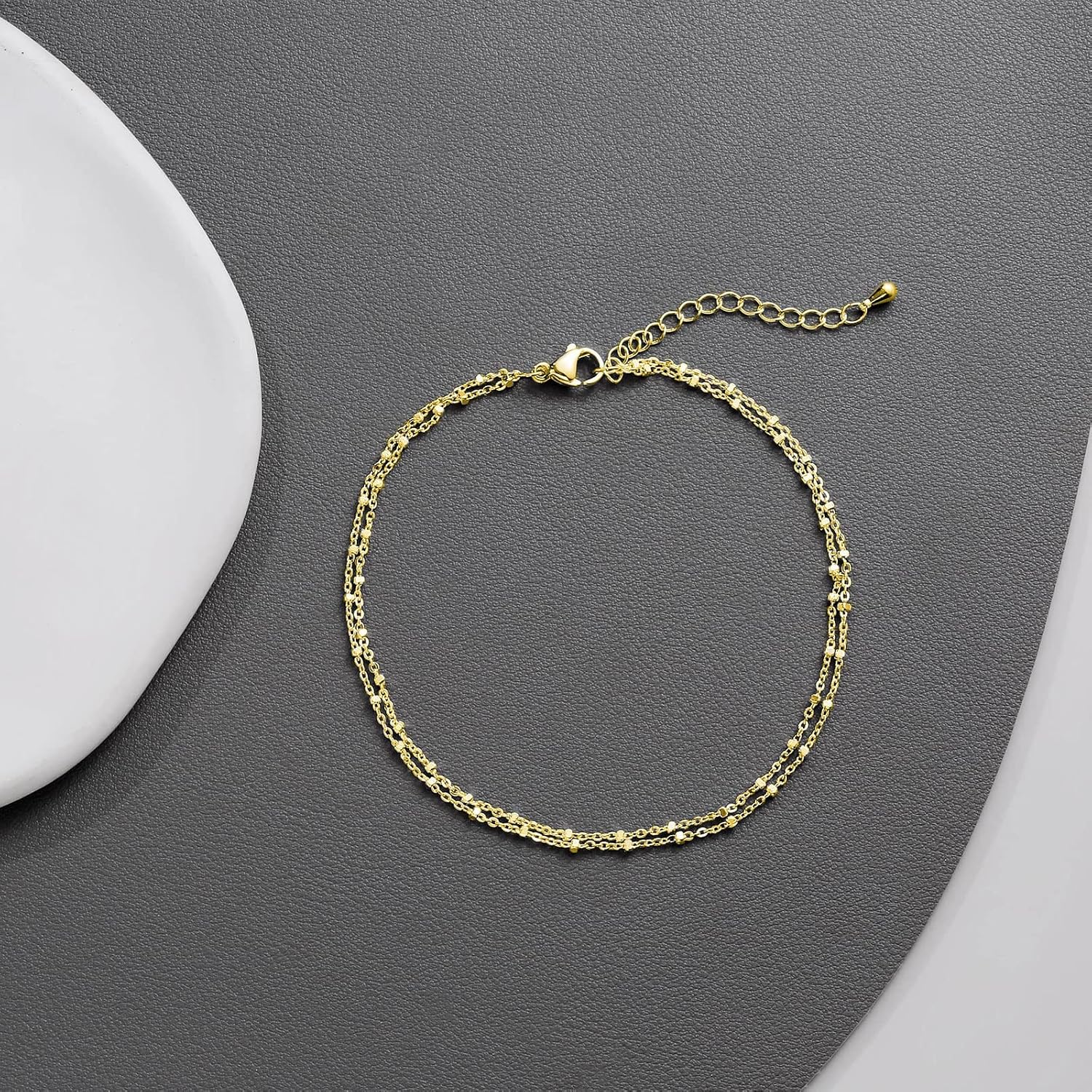 CAROVO Bracelets de cheville en or pour femmes 14 carats Or/argent plaqué réel Superposables Ensemble de bracelets de cheville en maille cubaine brillante à maillons figaro en forme de serpent Fermoir - pokemaCAROVO Bracelets de cheville en or pour femmes 14 carats Or/argent plaqué réel Superposables Ensemble de bracelets de cheville en maille cubaine brillante à maillons figaro en forme de serpent Fermoir