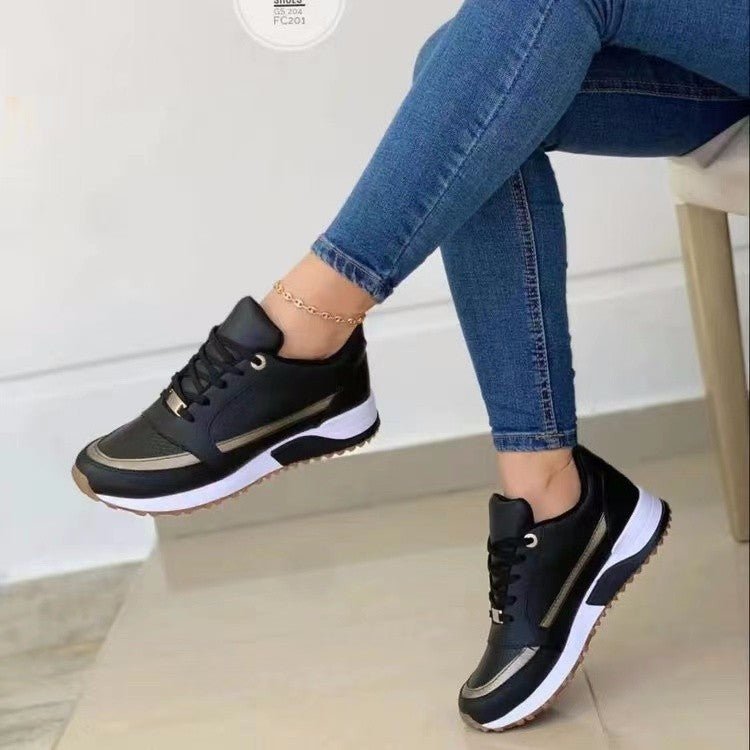 Casual Lace-up Flat Shoes Women Shallow Round Toe Sports Walking Sneakers - pokema1612b96632c7625b541d5682e9114547