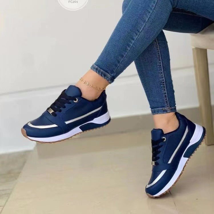 Casual Lace-up Flat Shoes Women Shallow Round Toe Sports Walking Sneakers - pokema40d8a5742f20b2357555edd2d4baf78b
