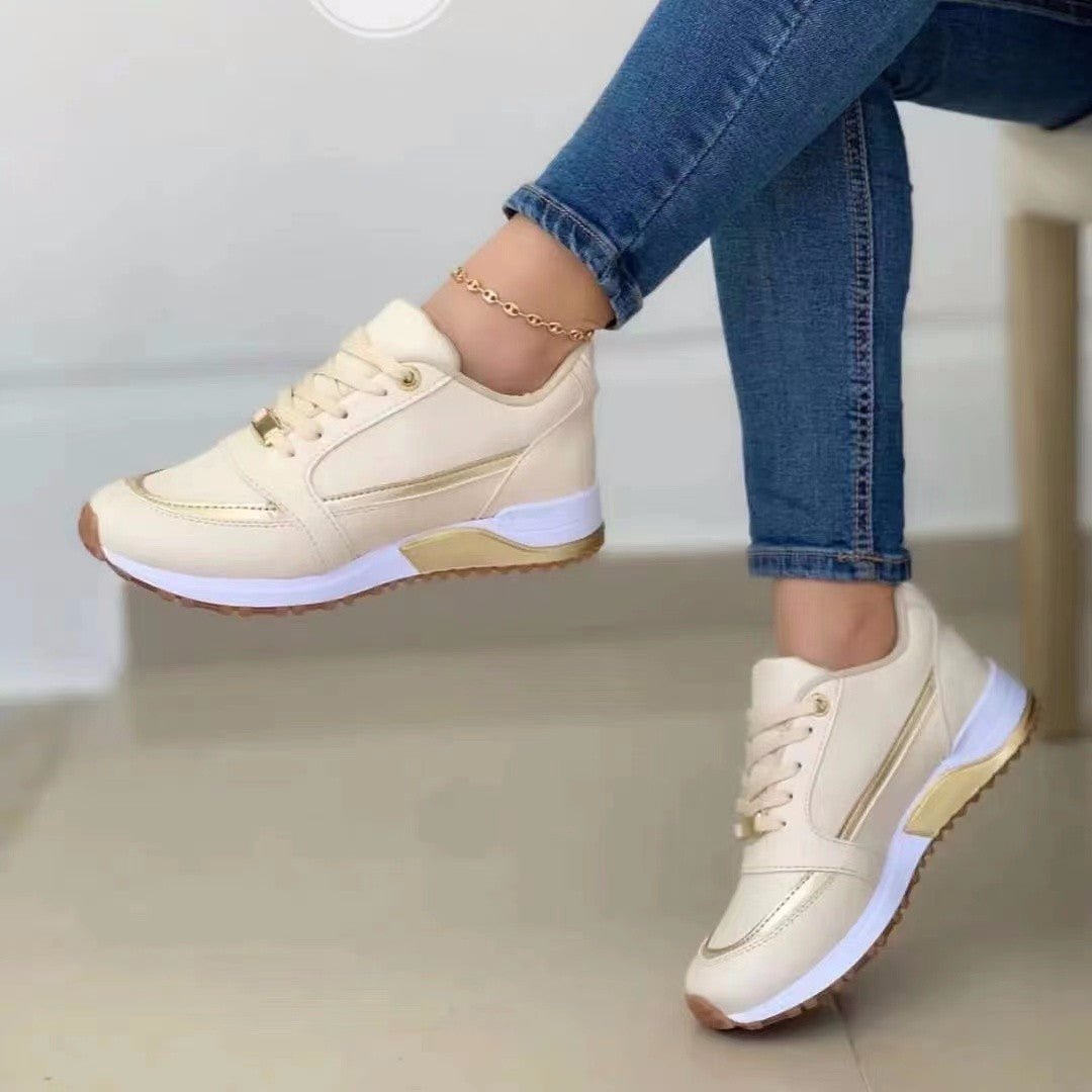 Casual Lace-up Flat Shoes Women Shallow Round Toe Sports Walking Sneakers - pokema576c2335e9b77755430390e09e880b10