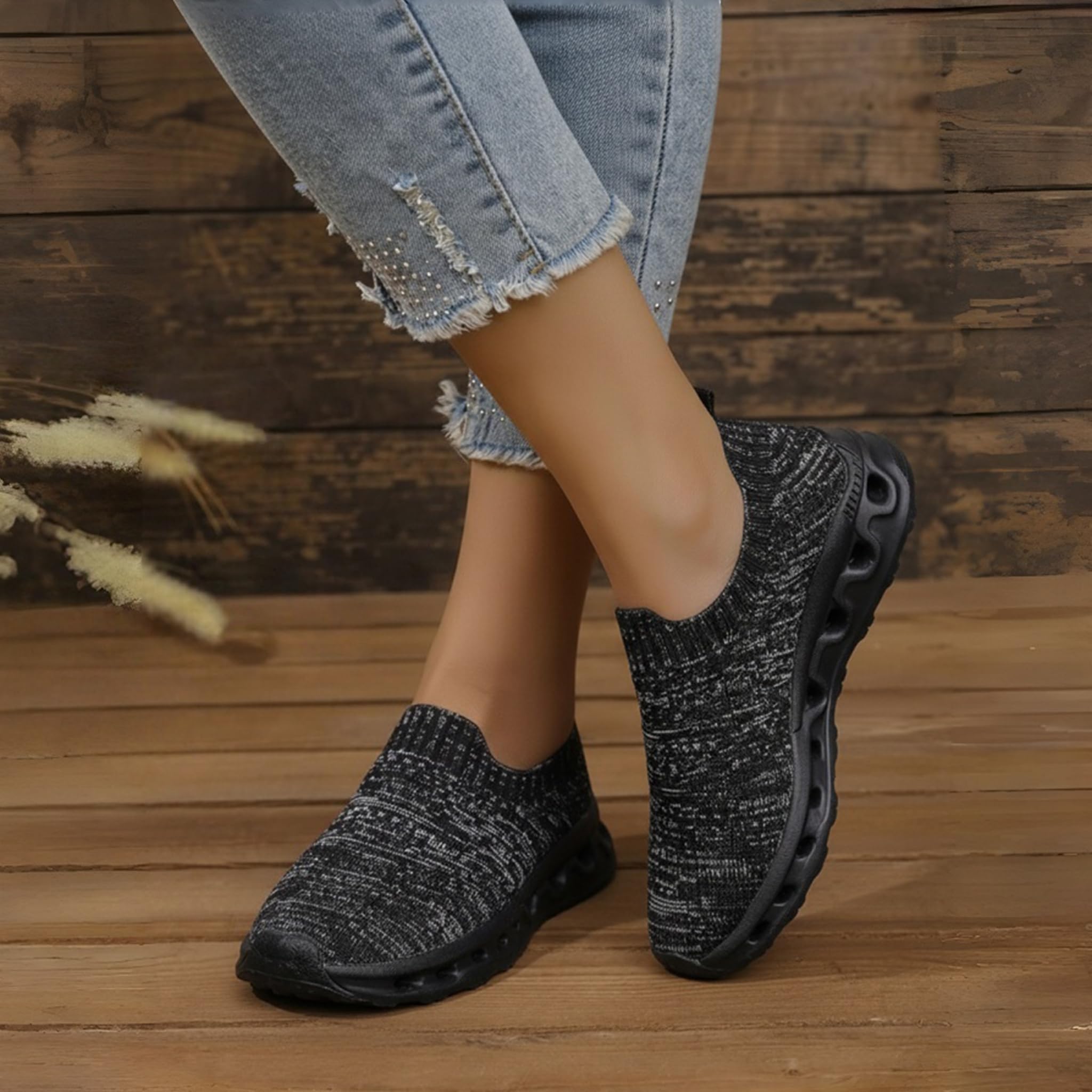 Chaussures de marche à enfiler pour femme – Maille respirante légère rembourrée avec semelle antidérapante, pour l'entraînement et le quotidien - pokemaChaussures de marche à enfiler pour femme – Maille respirante légère rembourrée avec semelle antidérapante, pour l'entraînement et le quotidien