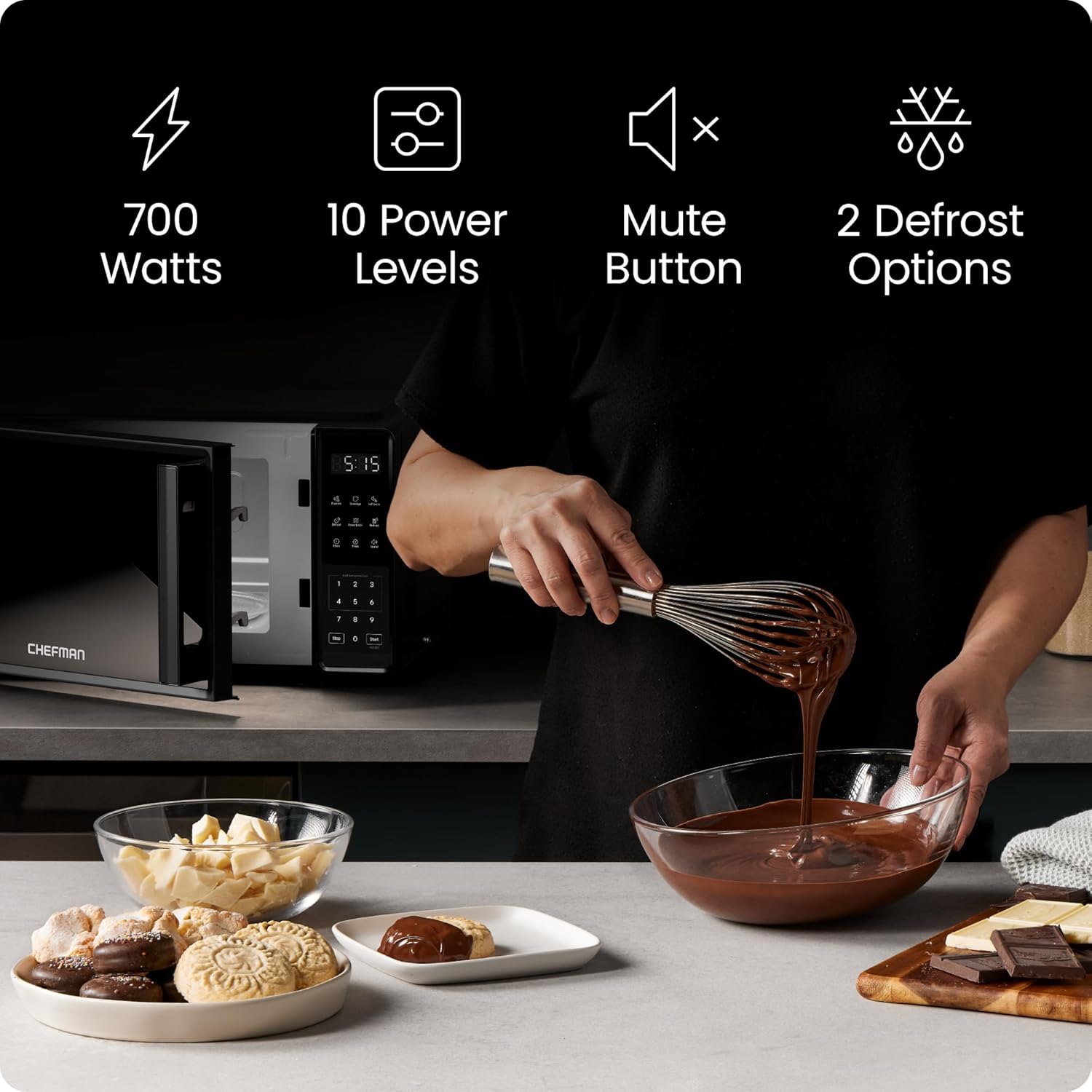 Chefman Countertop Microwave Oven 0.7 Cu. Ft., 700 Watts with 10 Power Levels, 6 Cooking Presets with One-Touch Express Cook, Eco Mode, Child Safety Lock, & Mute Button - Black - pokemaChefman Countertop Microwave Oven 0.7 Cu. Ft., 700 Watts with 10 Power Levels, 6 Cooking Presets with One-Touch Express Cook, Eco Mode, Child Safety Lock, & Mute Button - Black