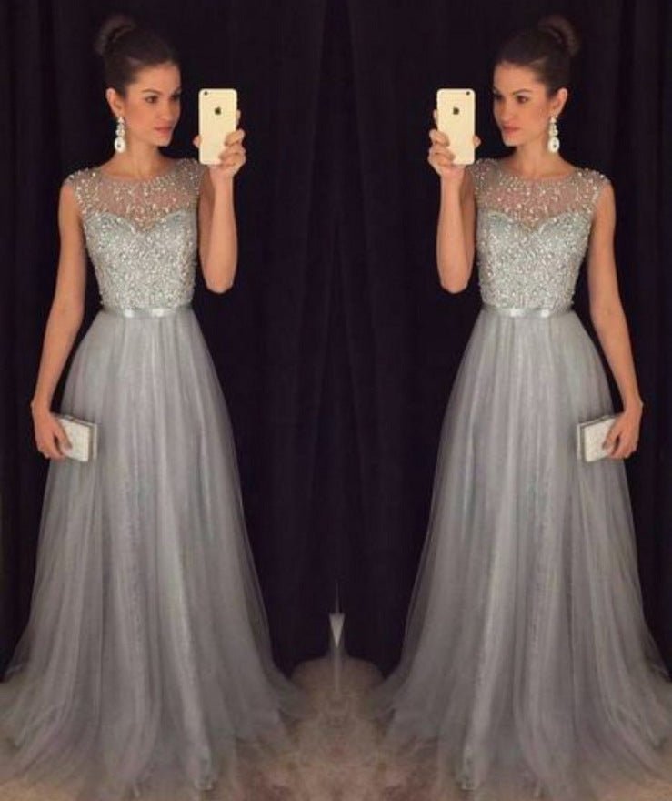 Chiffon Sleeveless Sequined Evening Wedding Dress - pokemae1f2c0de50fd3580b33327d7221a7b47