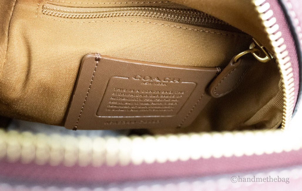 Coach Sullivan Wine Chambray Canvas Pebbled Leather Pack Bag - pokemaCoach Sullivan Wine Chambray Canvas Pebbled Leather Pack Bag