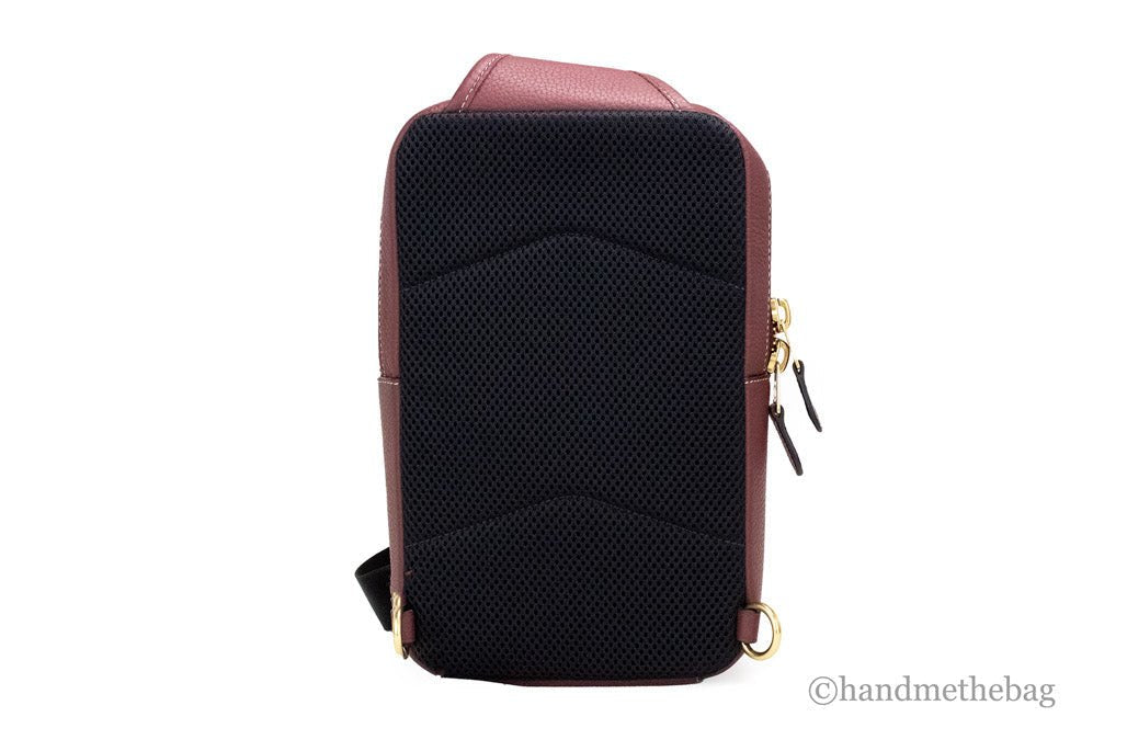 Coach Sullivan Wine Chambray Canvas Pebbled Leather Pack Bag - pokemaCoach Sullivan Wine Chambray Canvas Pebbled Leather Pack Bag