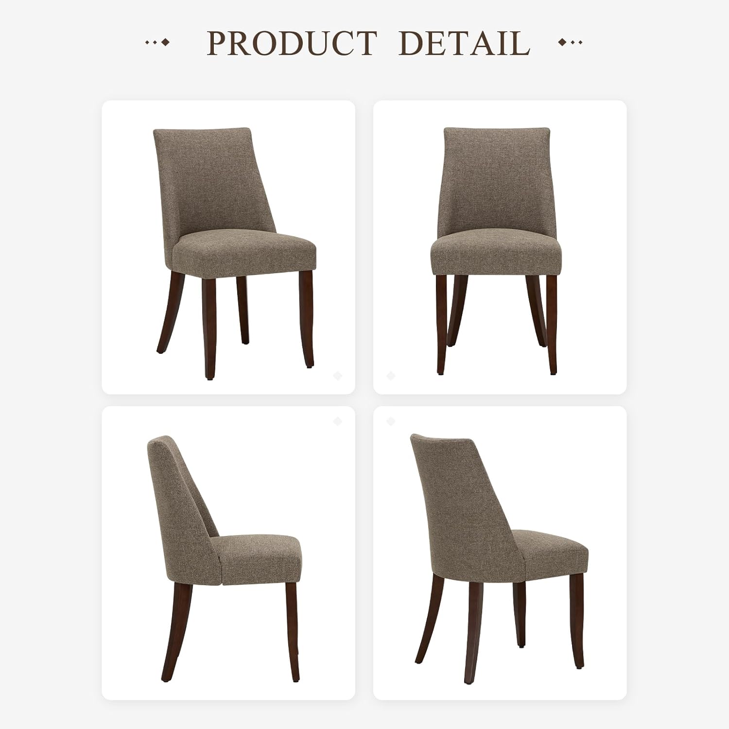 COLAMY Upholstered Dining Chairs Set of 6, Mid Century Modern Kitchen Chairs with Back, Farmhouse Fabric Side Dining Room Chairs with Wood Legs for Dining Room Restaurant, Brown - pokemaCOLAMY Upholstered Dining Chairs Set of 6, Mid Century Modern Kitchen Chairs with Back, Farmhouse Fabric Side Dining Room Chairs with Wood Legs for Dining Room Restaurant, Brown