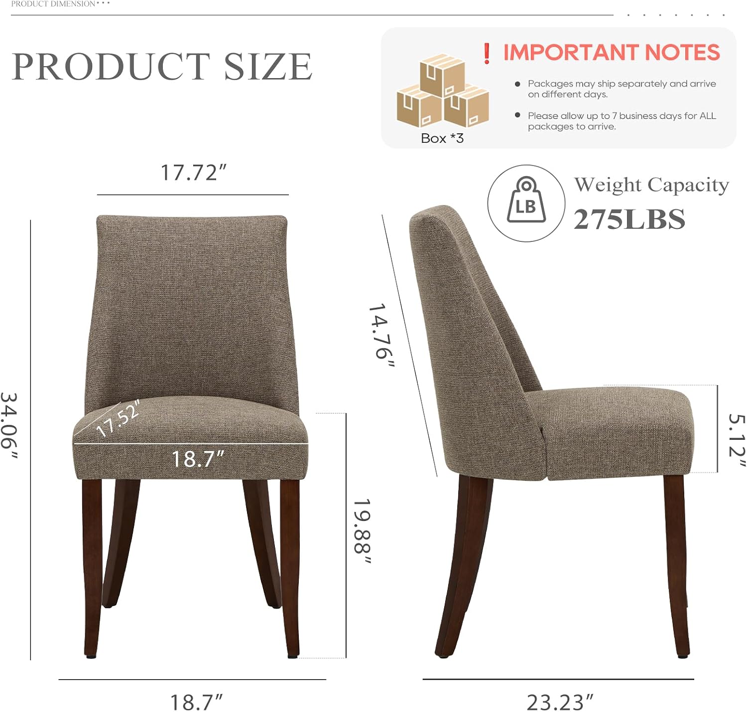 COLAMY Upholstered Dining Chairs Set of 6, Mid Century Modern Kitchen Chairs with Back, Farmhouse Fabric Side Dining Room Chairs with Wood Legs for Dining Room Restaurant, Brown - pokemaCOLAMY Upholstered Dining Chairs Set of 6, Mid Century Modern Kitchen Chairs with Back, Farmhouse Fabric Side Dining Room Chairs with Wood Legs for Dining Room Restaurant, Brown