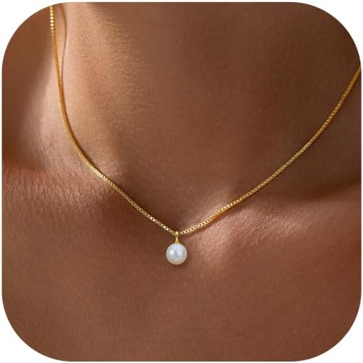 Collier de perles en or pour femmes tendance, chaîne à maillons carrés simple plaquée or 14 carats, collier à breloques délicat pour femmes - pokemaCollier de perles en or pour femmes tendance, chaîne à maillons carrés simple plaquée or 14 carats, collier à breloques délicat pour femmes